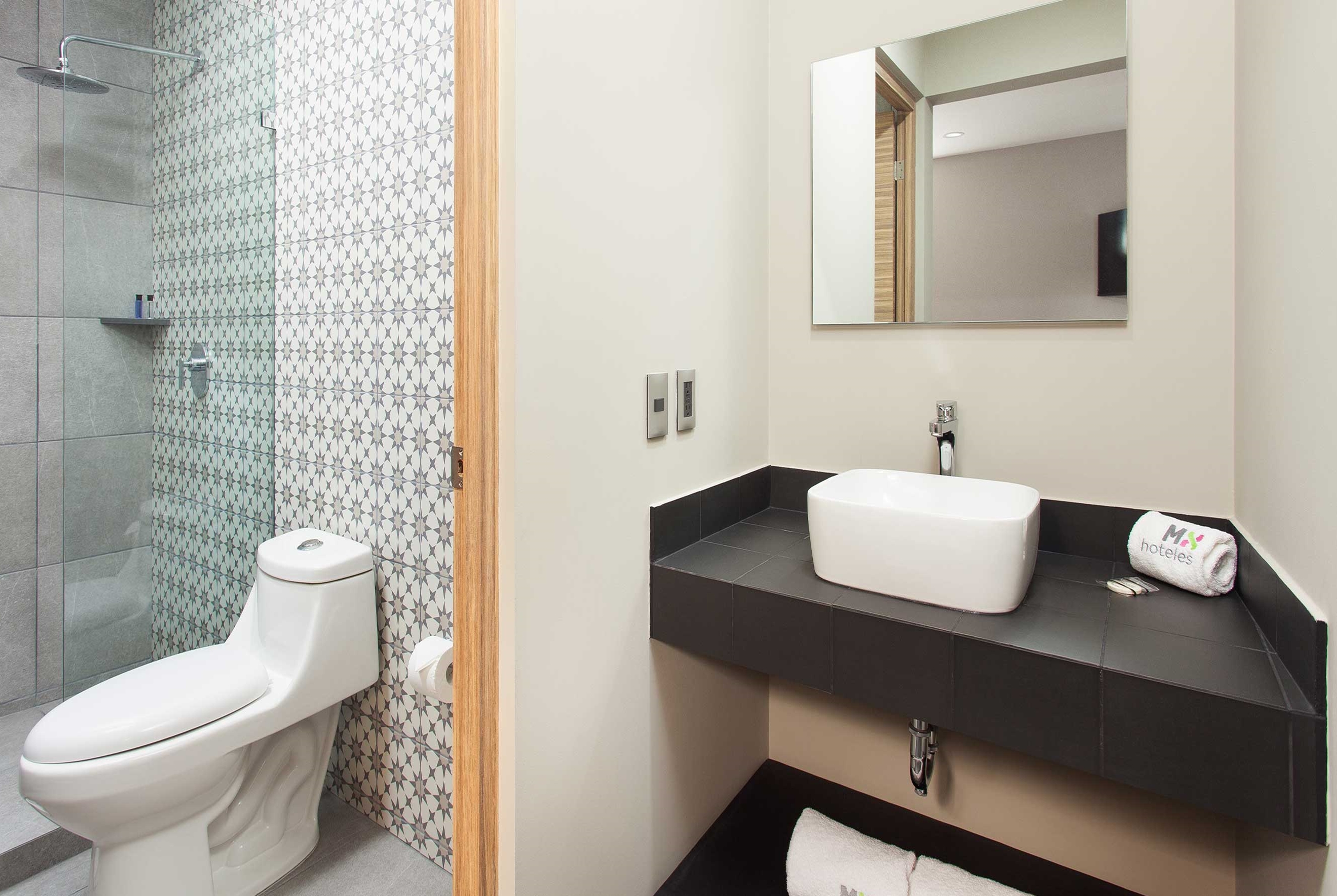 Guest room bath at the Hotel MX zocalo CDMX, Trademark Collection by Wyndham in Mexico City, Other than US/Canada