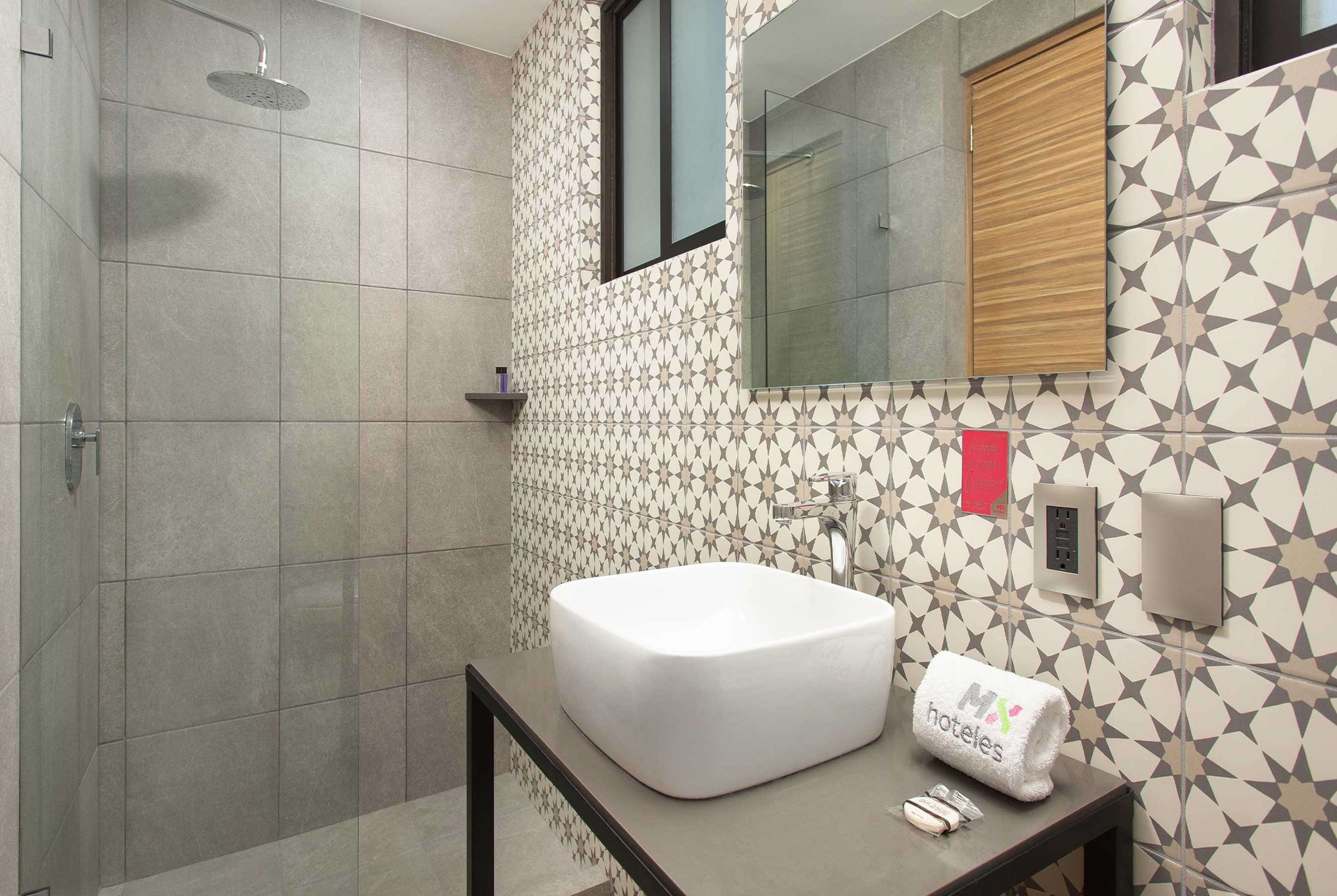 Guest room bath at the Hotel MX zocalo CDMX, Trademark Collection by Wyndham in Mexico City, Other than US/Canada