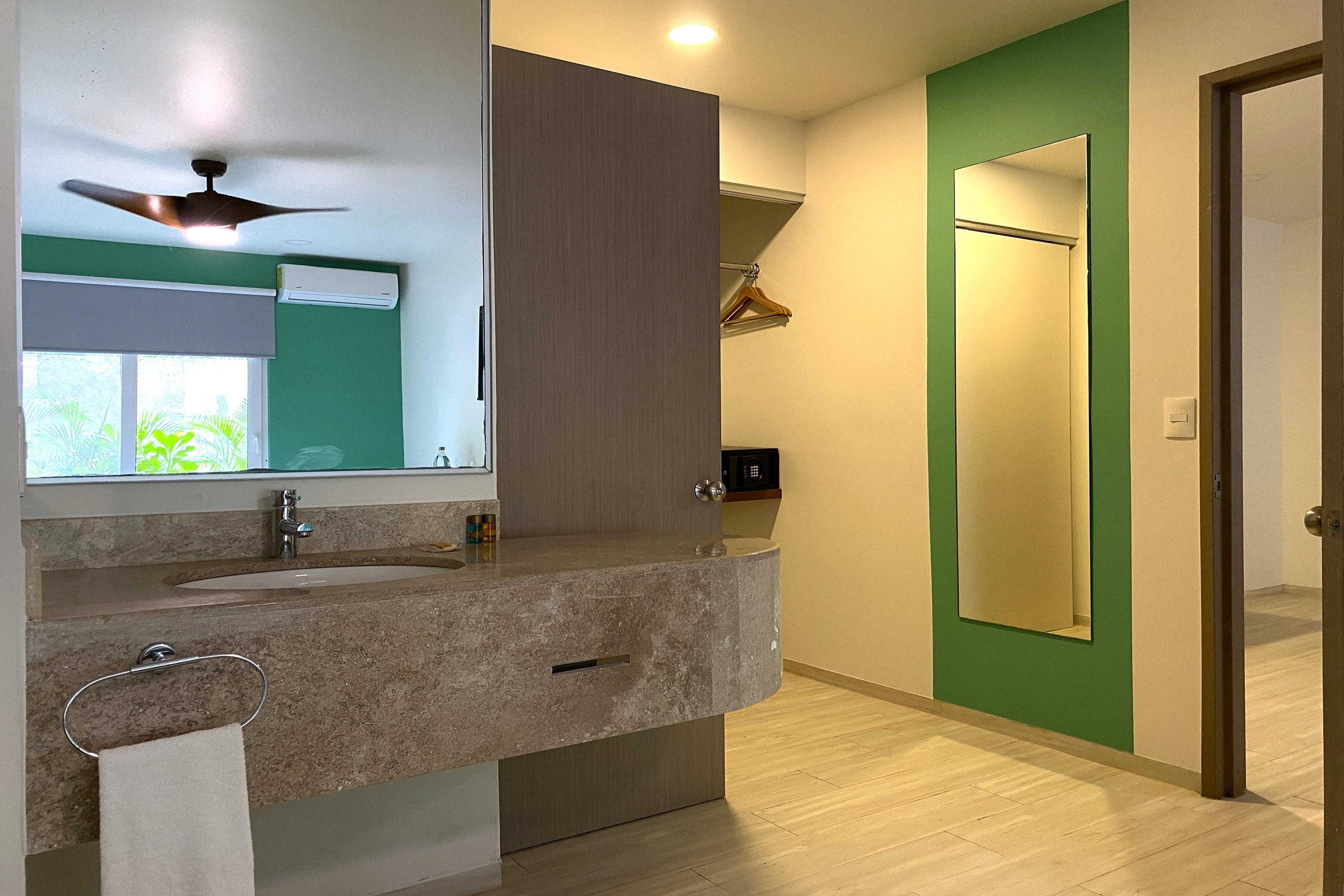 Guest room bath at the Siente Tulum & Cenote Club, a Trademark by Wyndham Hotel in Tulum, Other than US/Canada