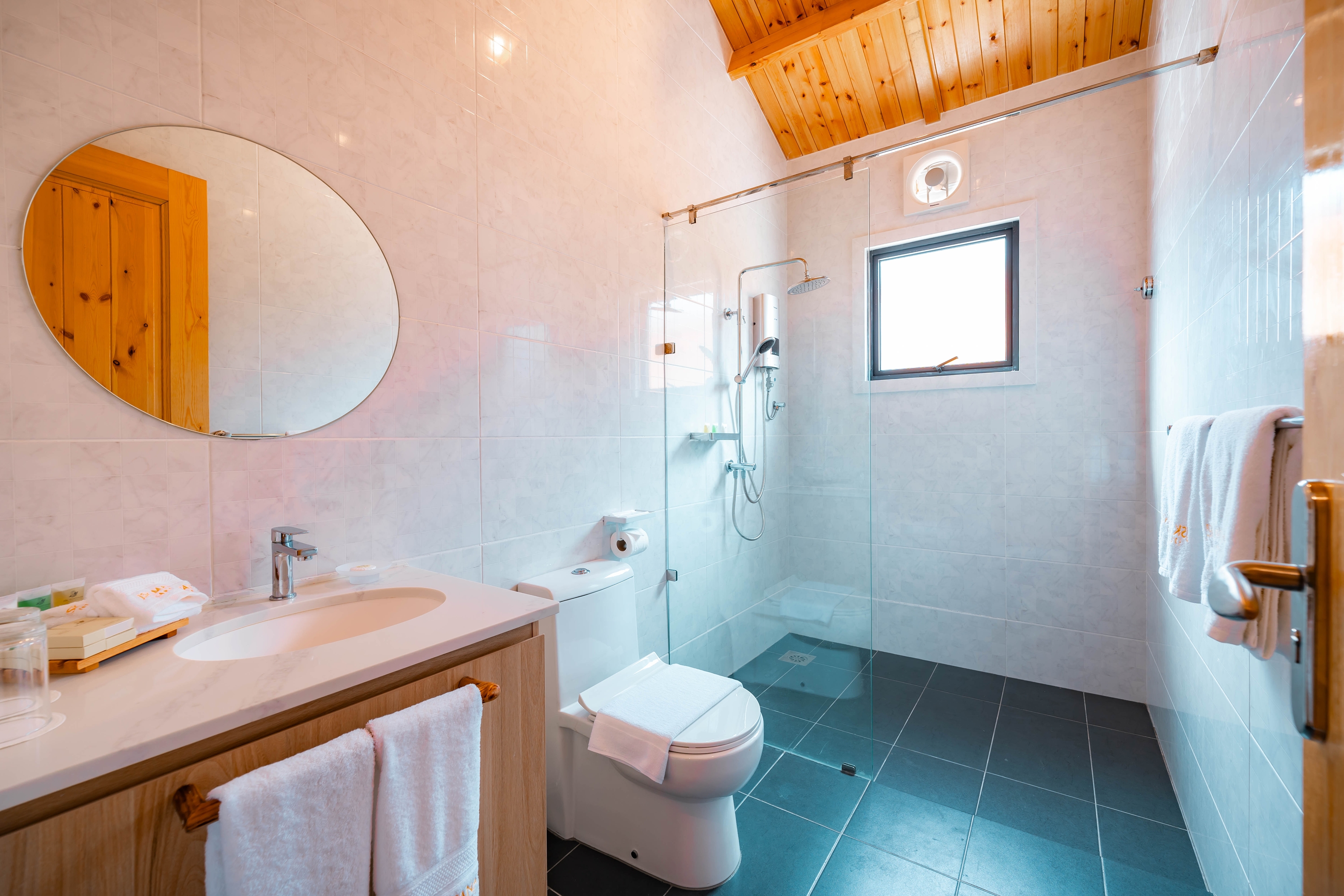Guest room bath at the JSK Mantanani Island Resorts Trademark by Wyndham in Kota Belud, Other than US/Canada