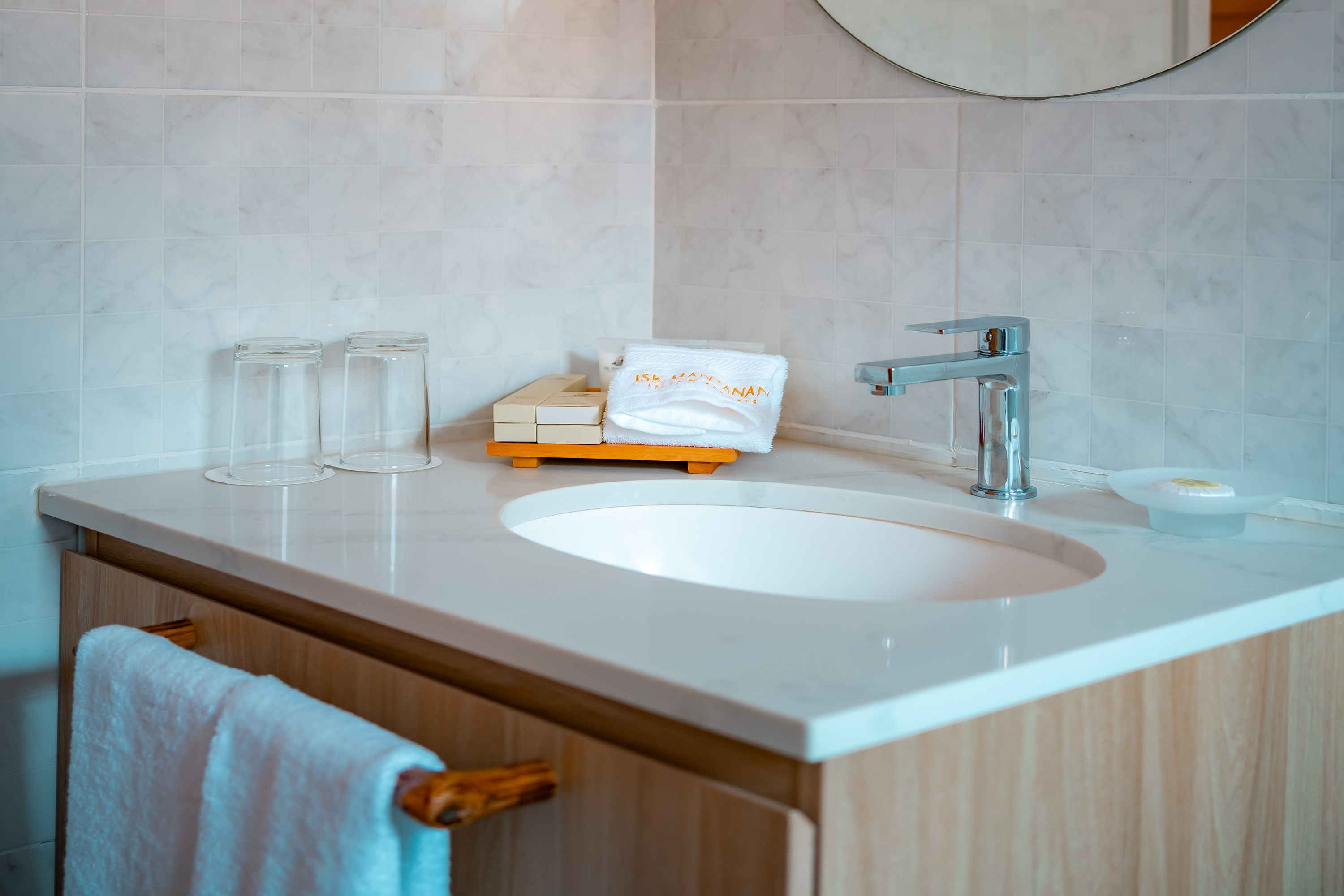 Guest room bath at the JSK Mantanani Island Resorts Trademark by Wyndham in Kota Belud, Other than US/Canada
