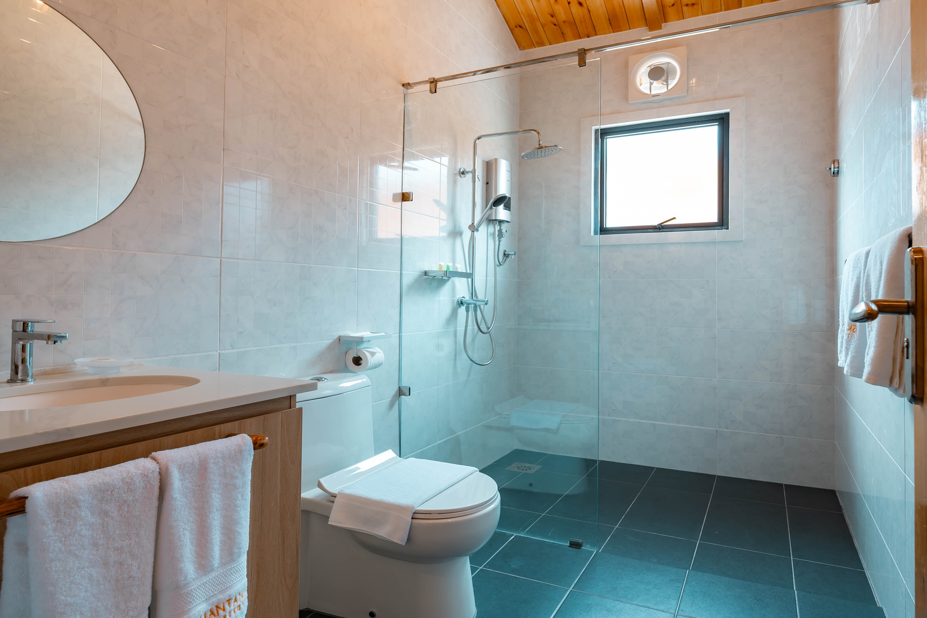 Guest room bath at the JSK Mantanani Island Resorts Trademark by Wyndham in Kota Belud, Other than US/Canada