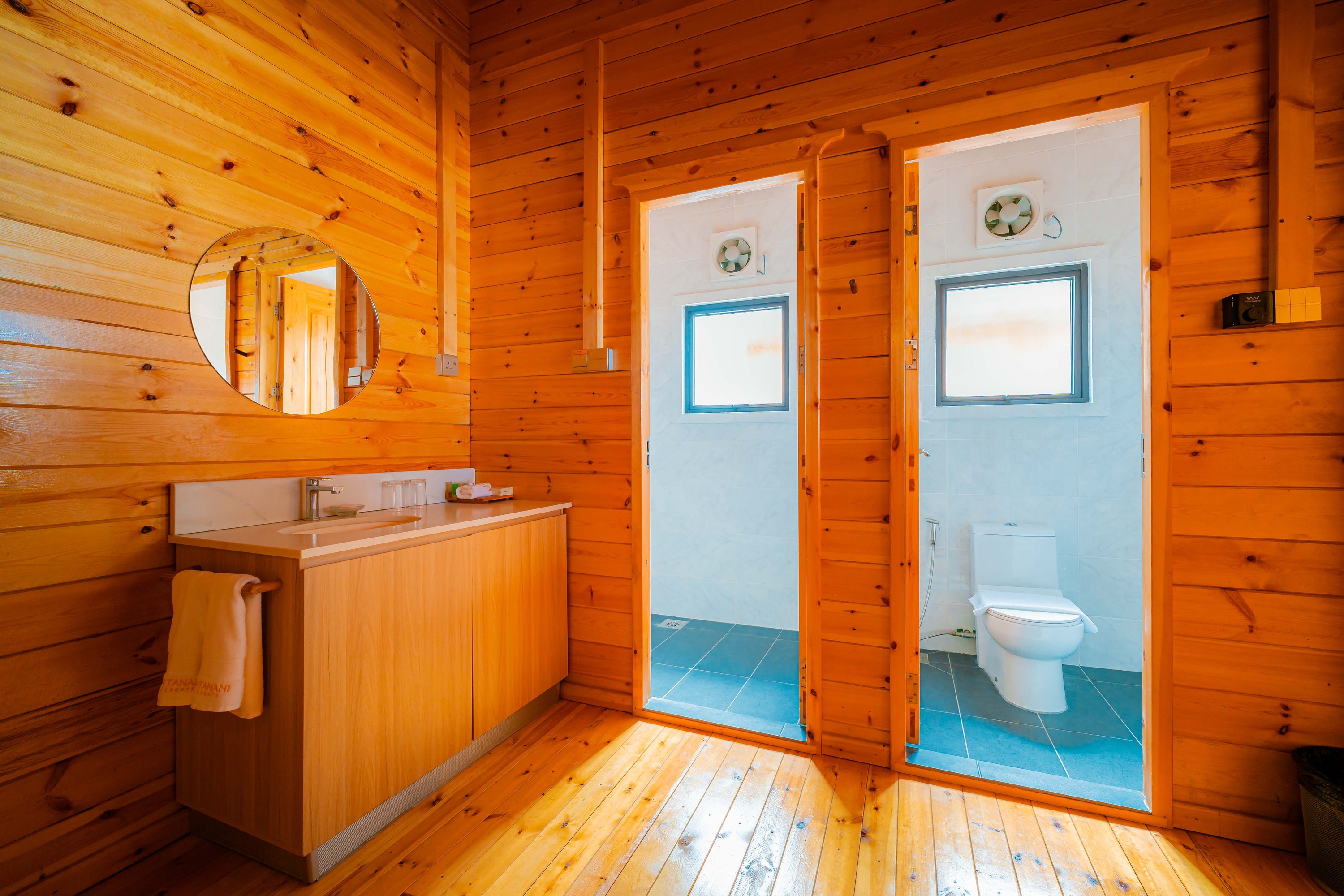 Guest room bath at the JSK Mantanani Island Resorts Trademark by Wyndham in Kota Belud, Other than US/Canada