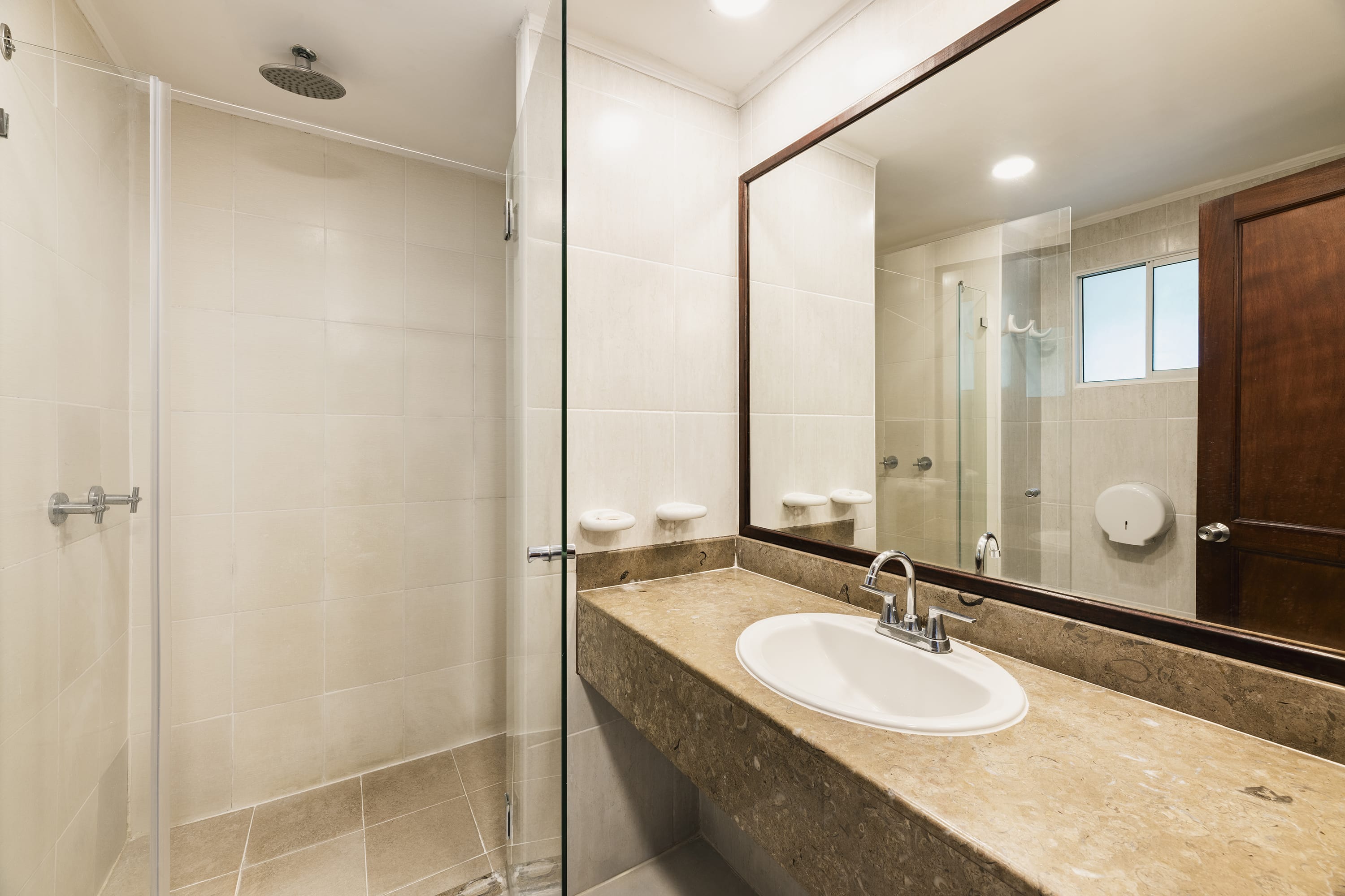Guest room bath at the Grand Decameron Panama, A Trademark All Inclusive Resort in Farallon, Other than US/Canada