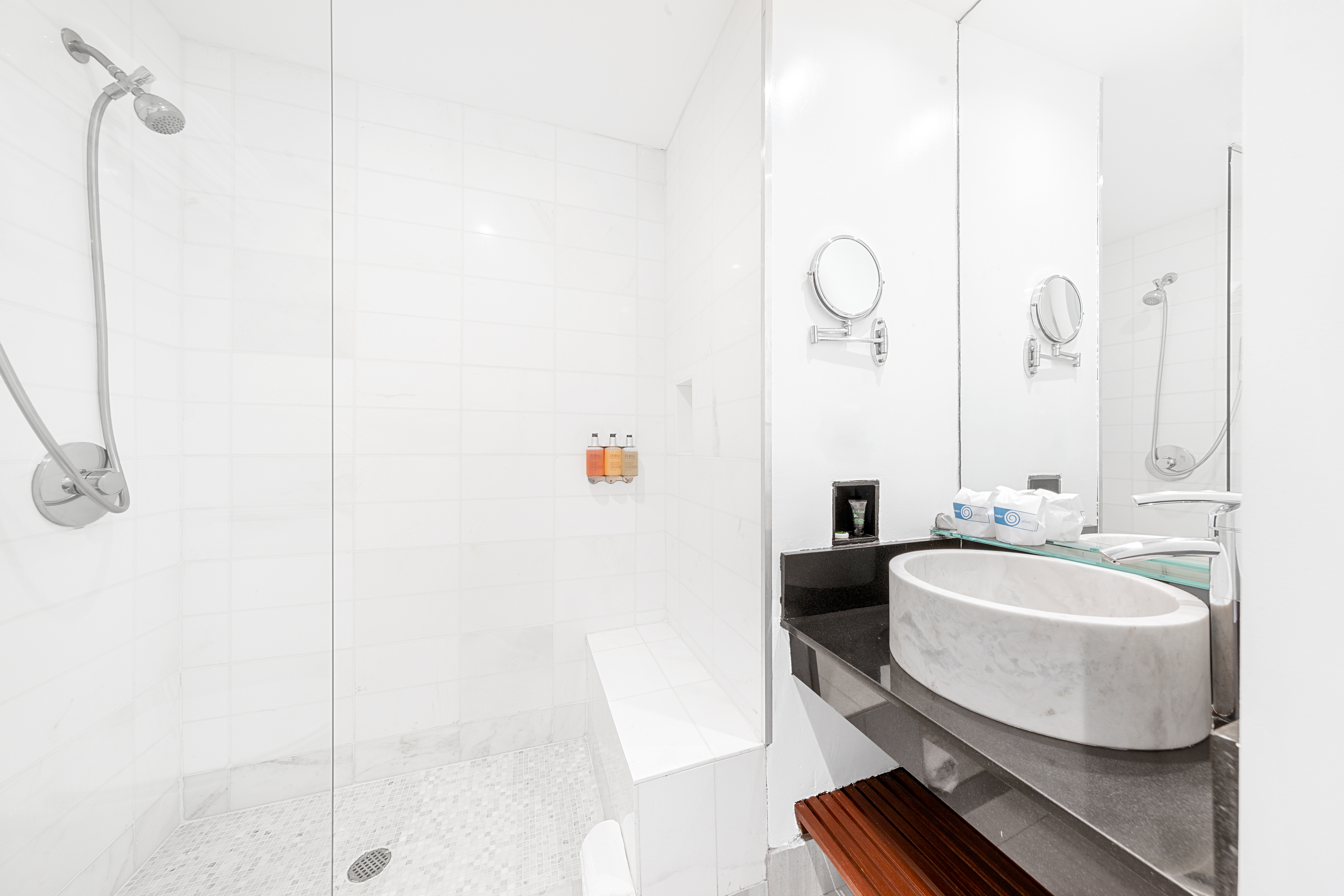 Guest room bath at the The O Hotel, Trademark Collection by Wyndham in Los Angeles, California