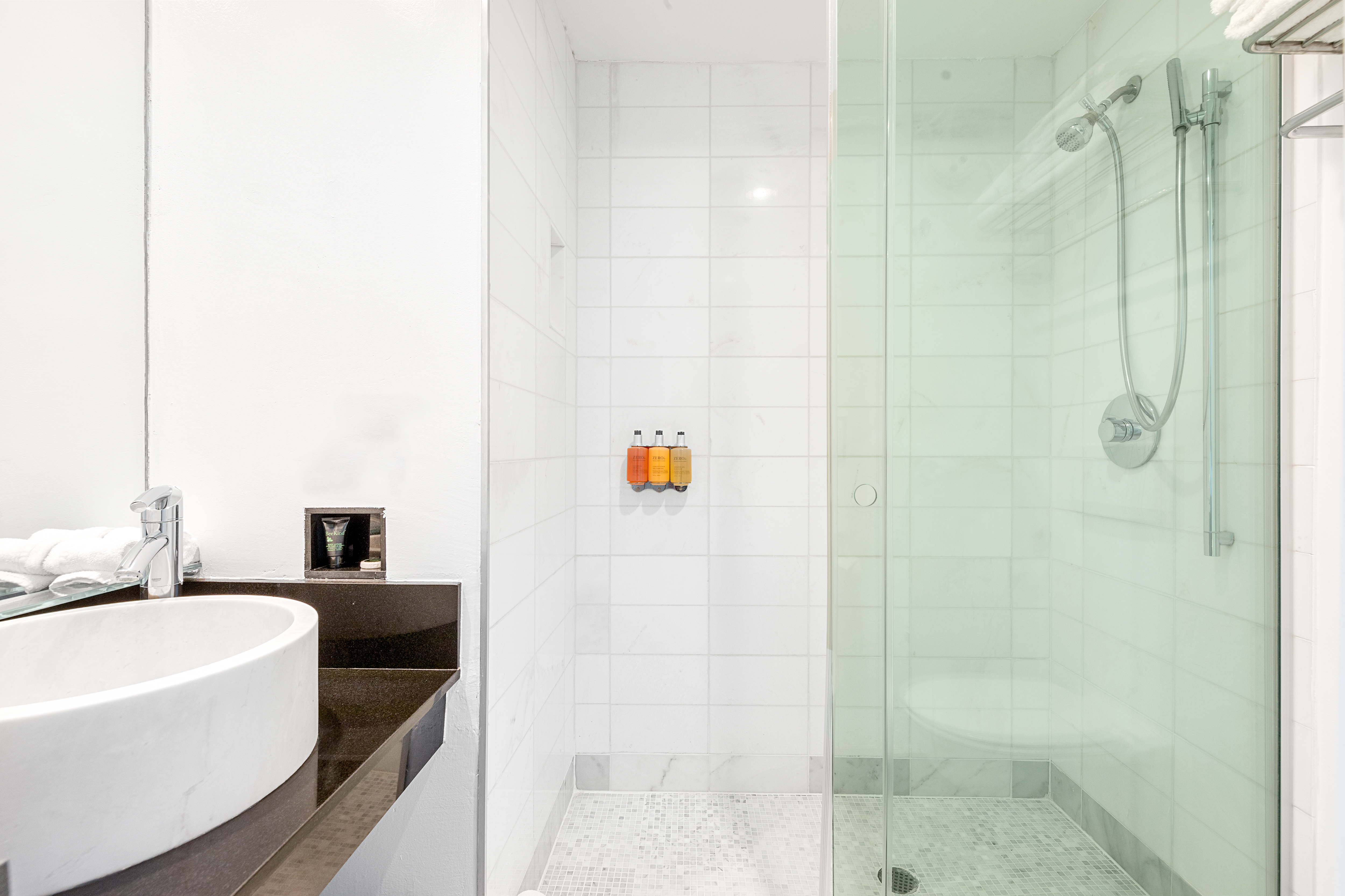 Guest room bath at the The O Hotel, Trademark Collection by Wyndham in Los Angeles, California