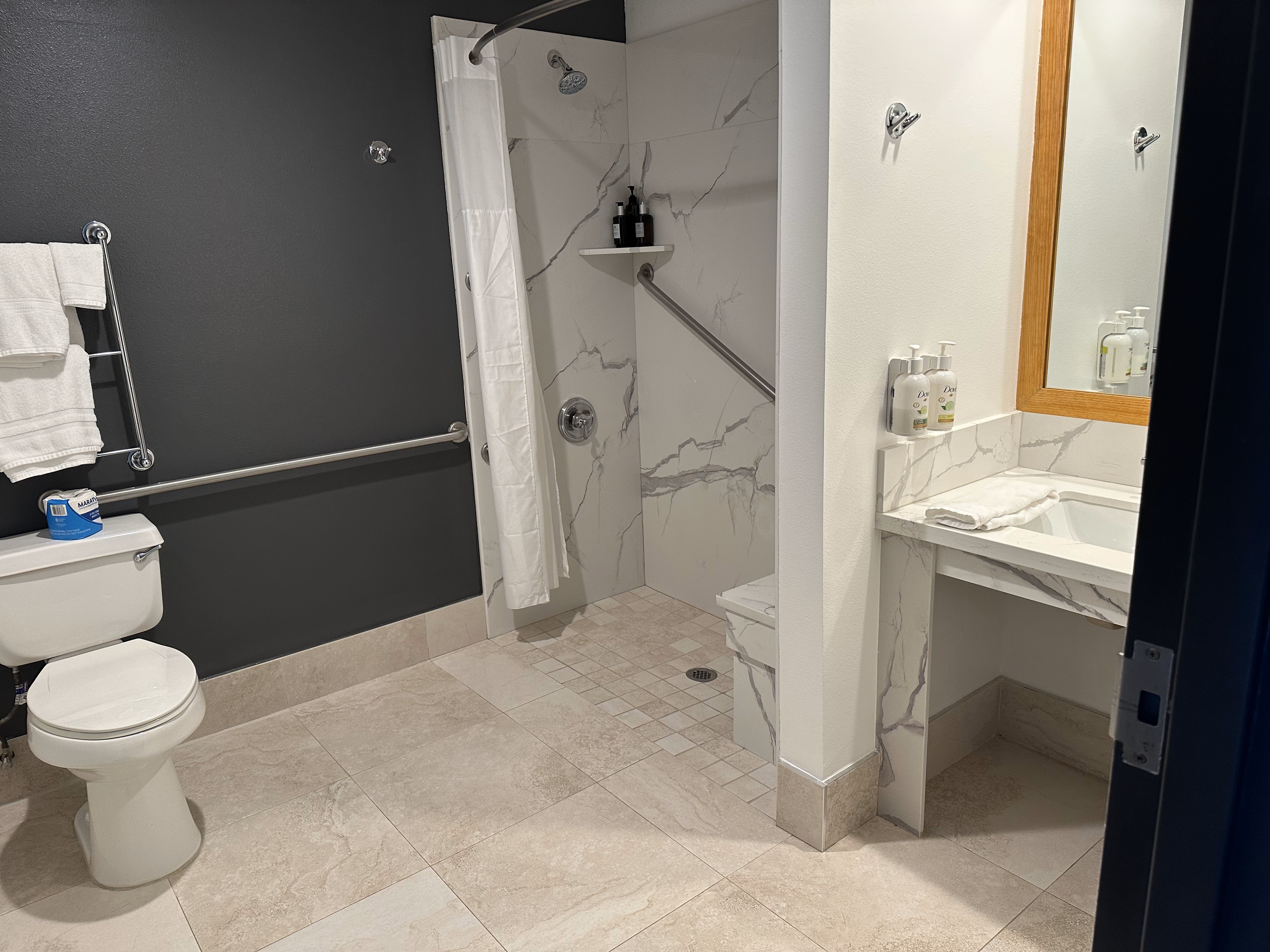 Guest room bath at the Rocklin Park Hotel, Trademark Collection by Wyndham in Rocklin, California