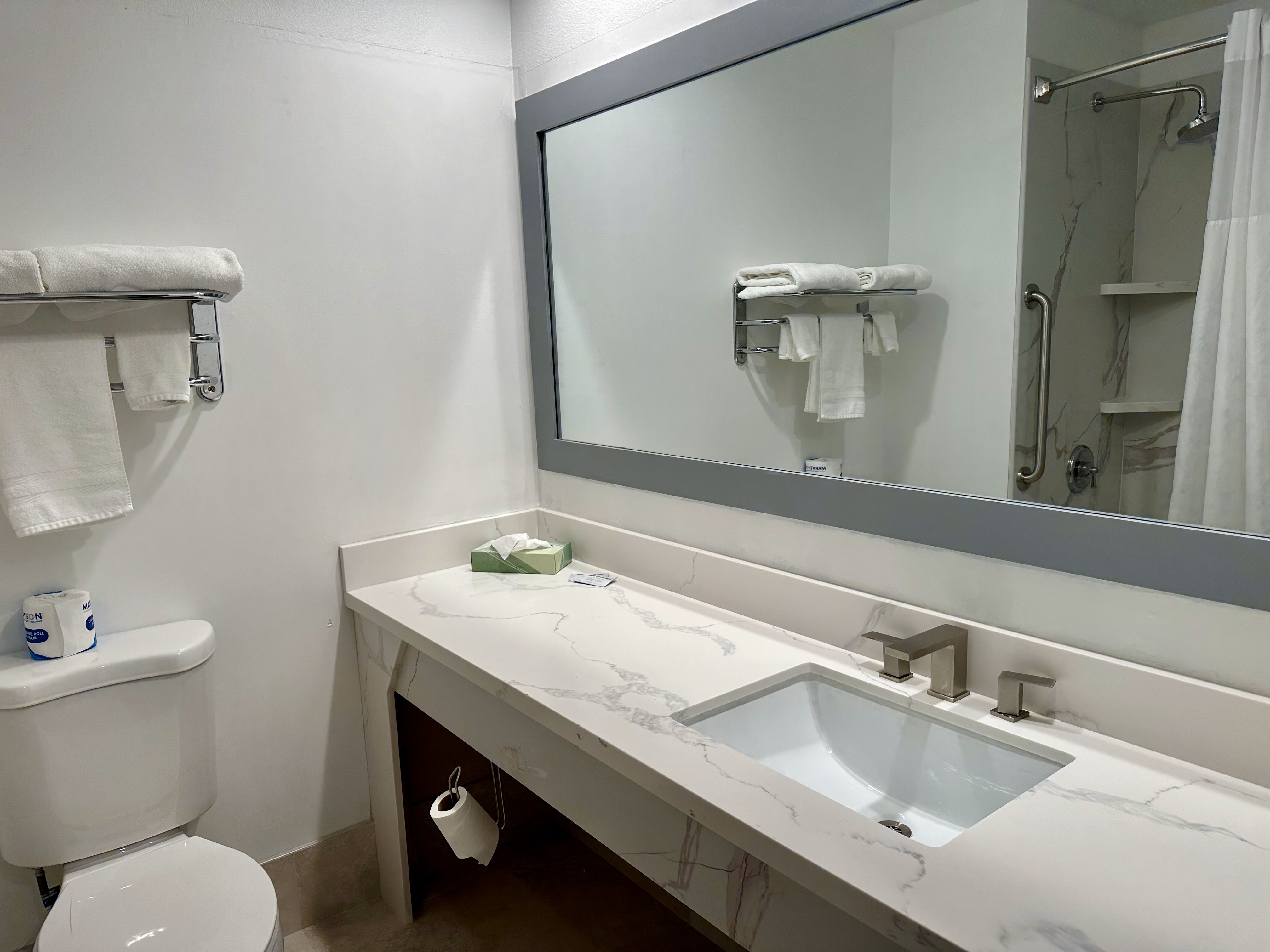Guest room bath at the Rocklin Park Hotel, Trademark Collection by Wyndham in Rocklin, California