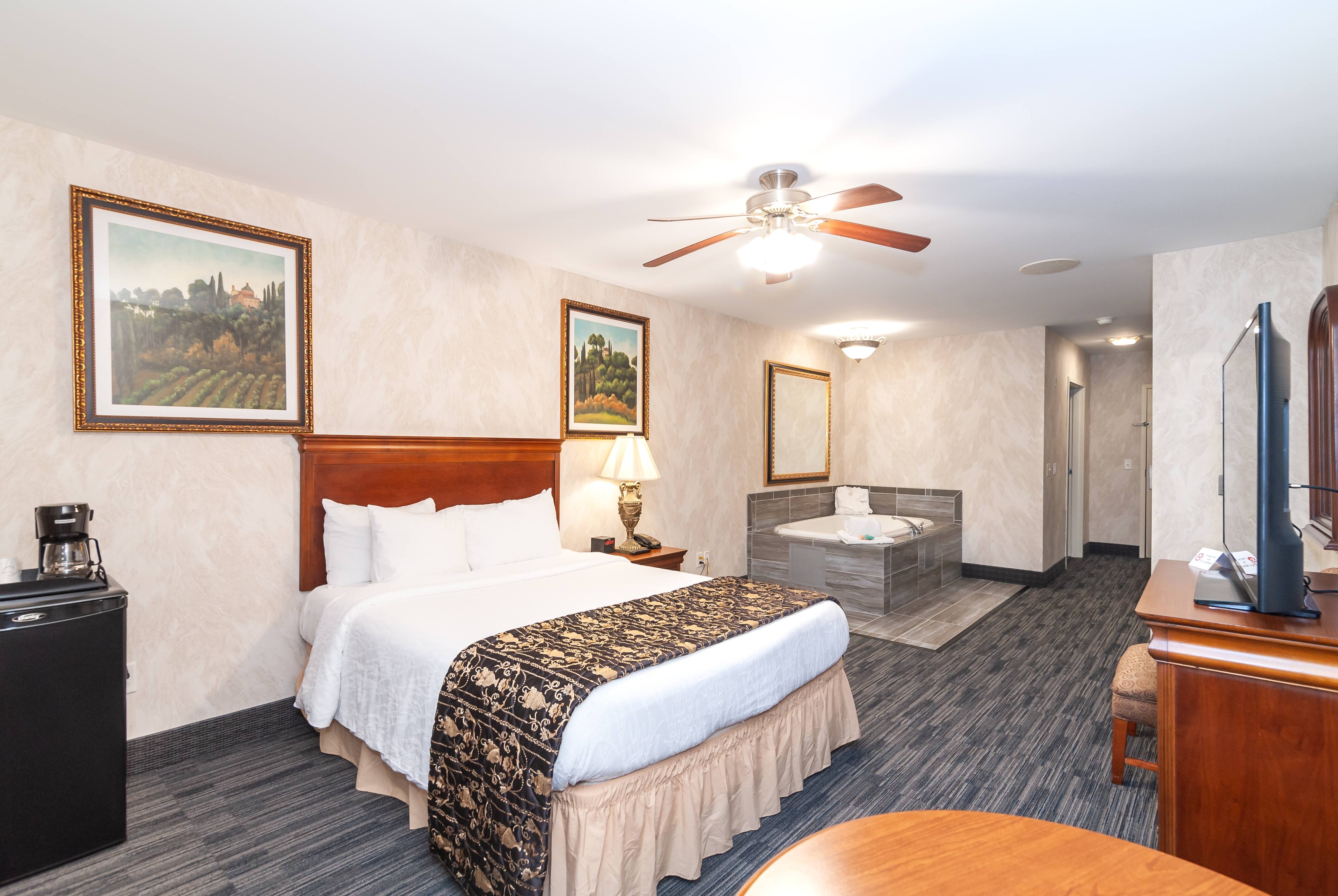 Guest room at the Bellissimo Hotel, Trademark by Wyndham Near Foxwoods Casino in North Stonington, Connecticut