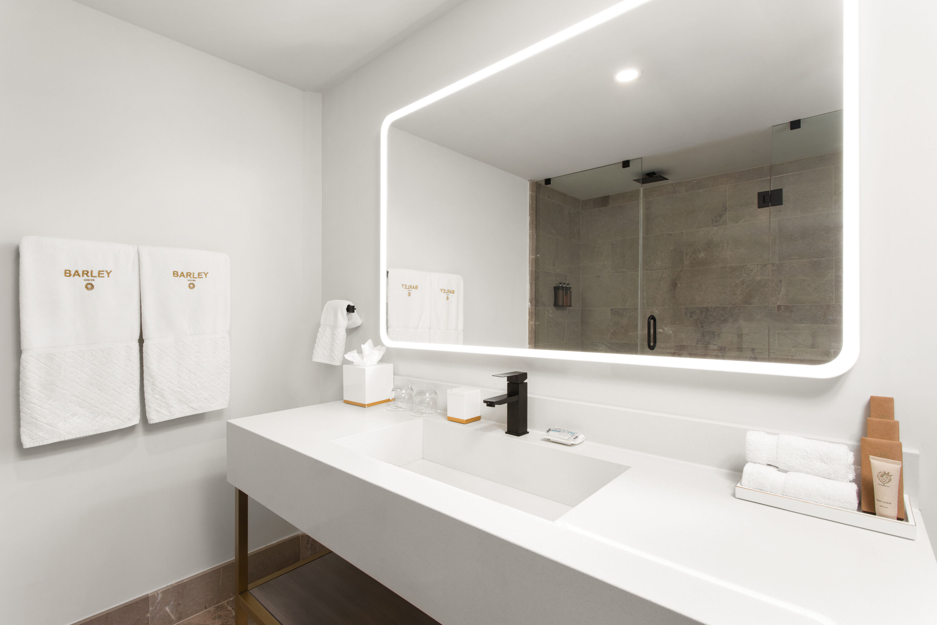 Guest room bath at the Barley House Hotel, Trademark Collection by Wyndham in Fort Lauderdale, Florida