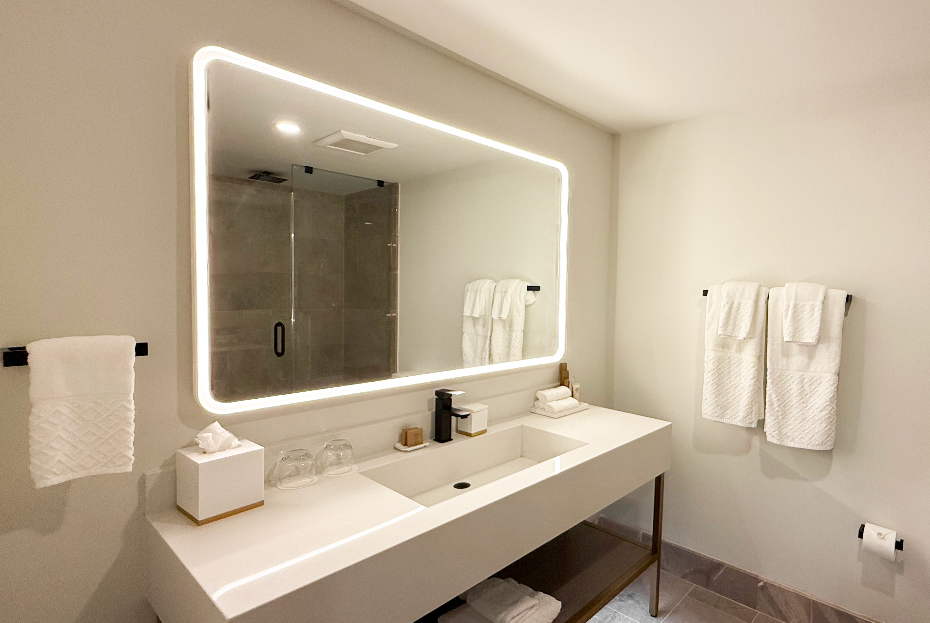 Guest room bath at the Barley House Hotel, Trademark Collection by Wyndham in Fort Lauderdale, Florida