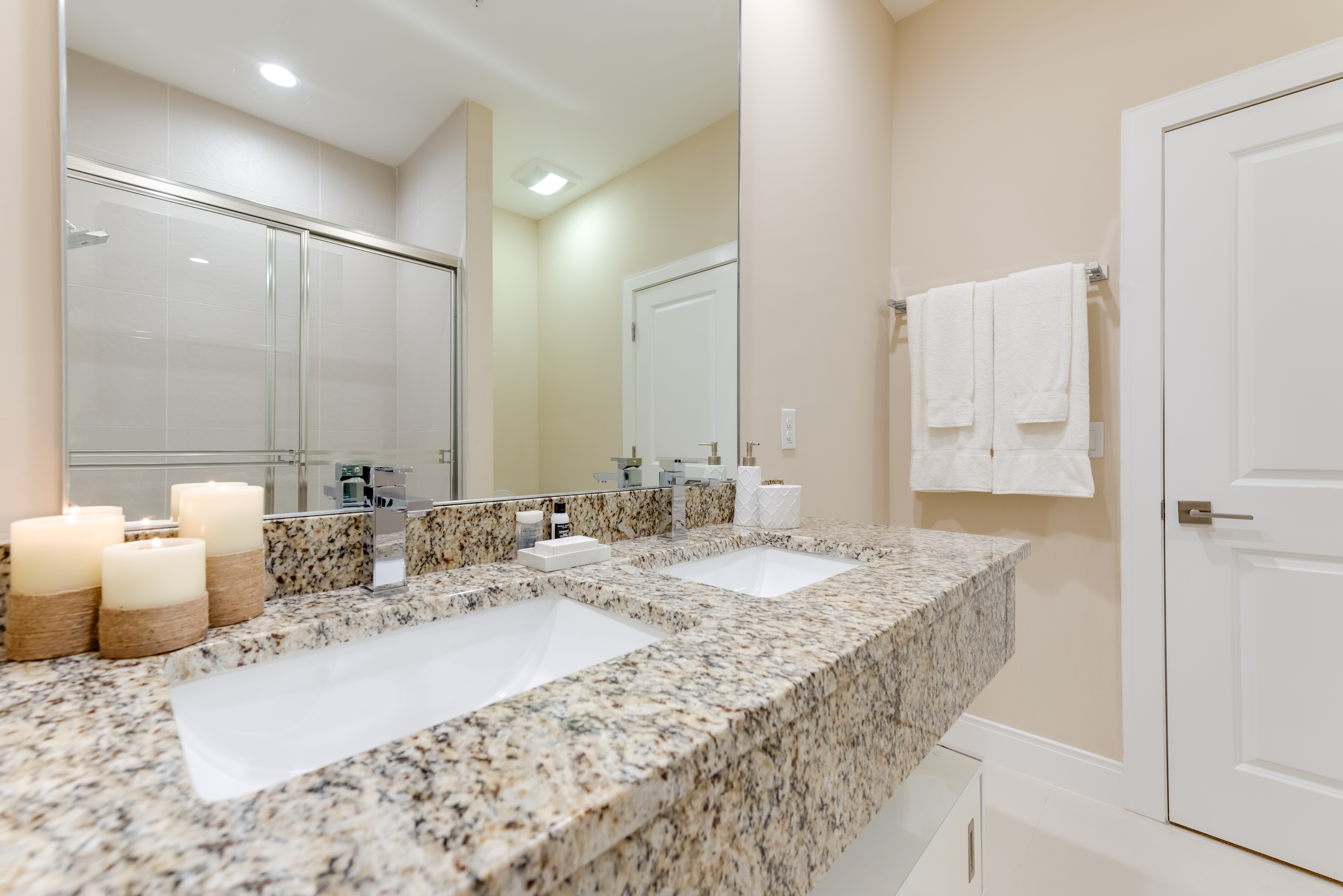 Guest room bath at the Magic Village Yards, Trademark Collection by Wyndham in Kissimmee, Florida