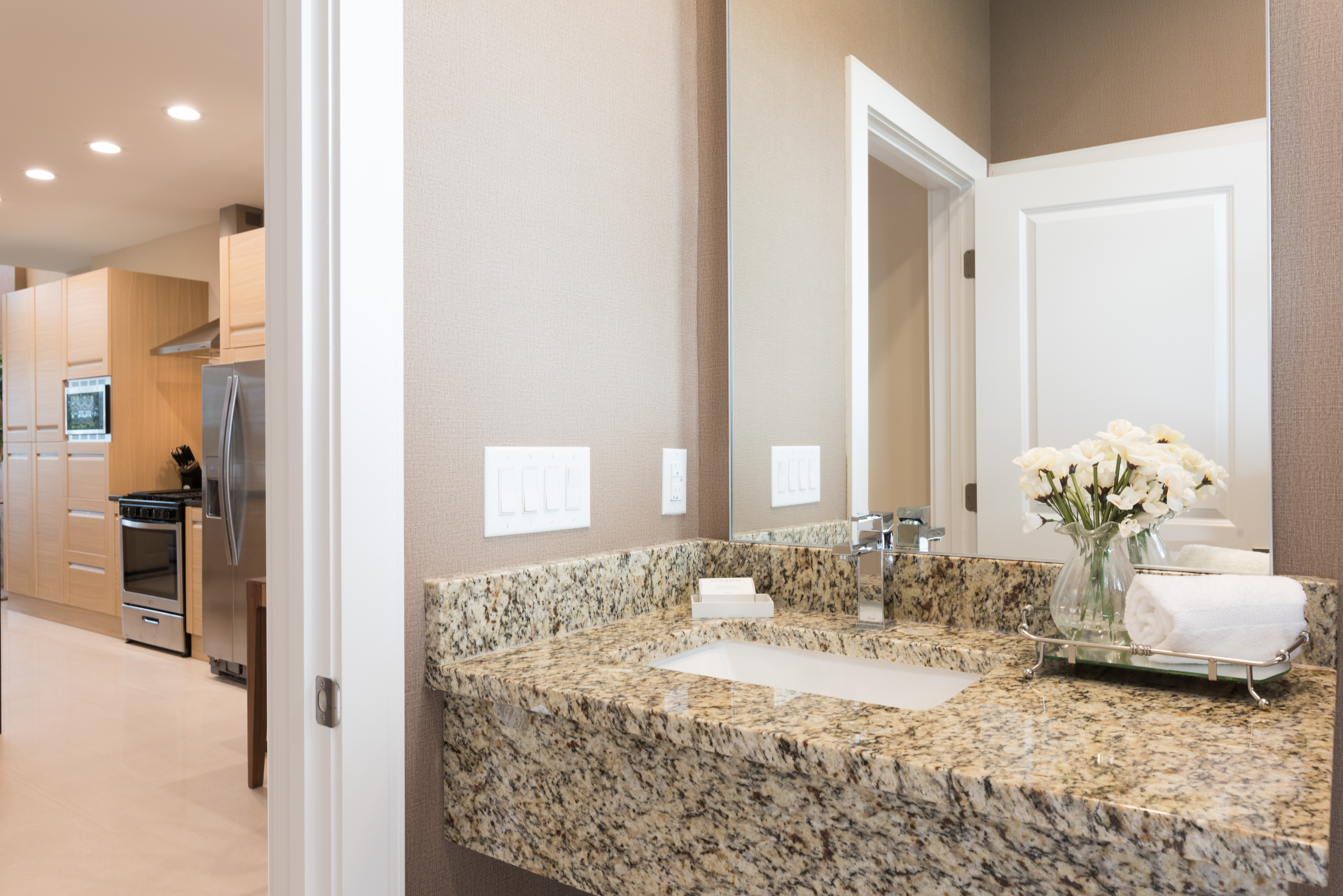 Guest room bath at the Magic Village Yards, Trademark Collection by Wyndham in Kissimmee, Florida