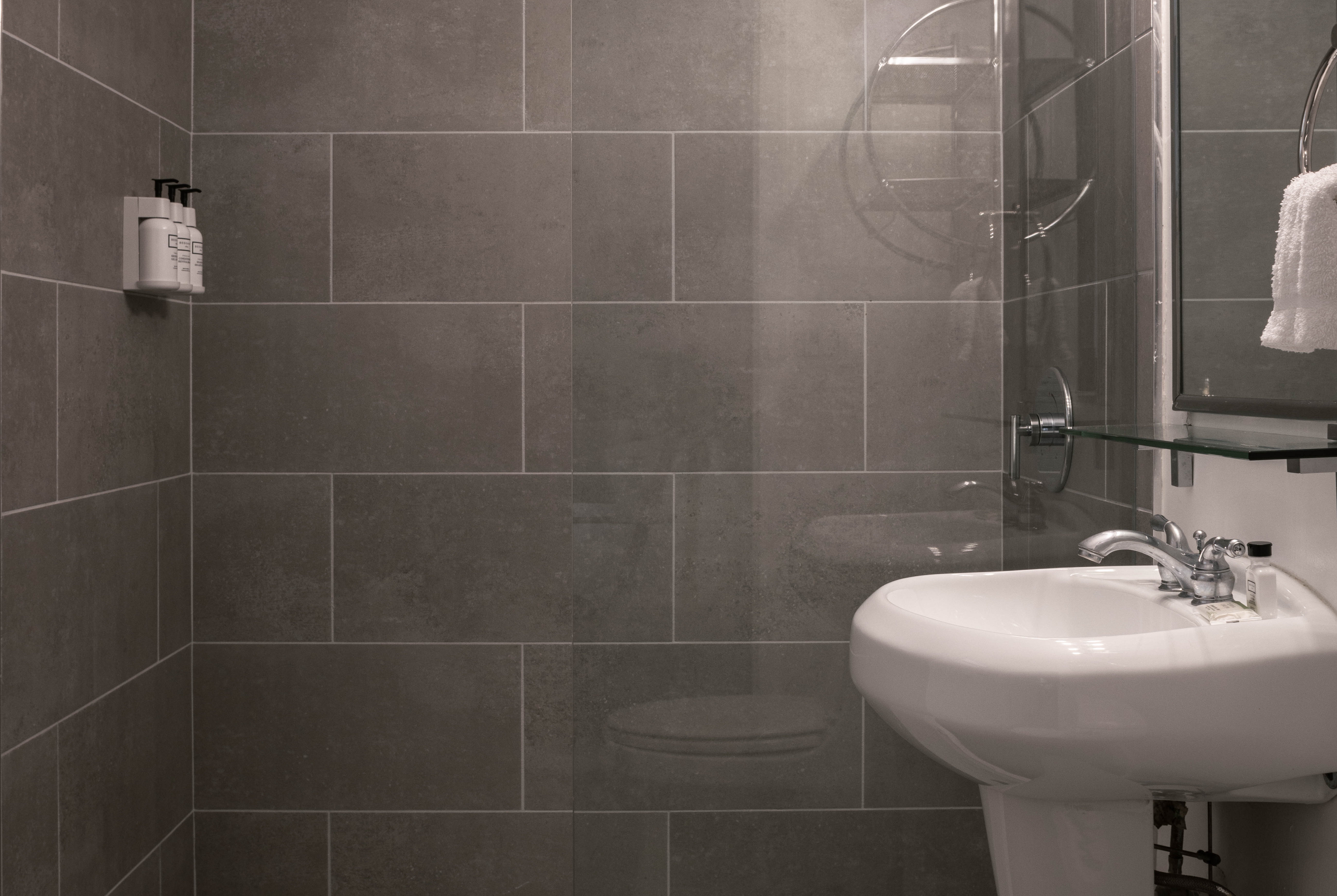 Guest room bath at the MB Hotel, Trademark Collection by Wyndham in Miami Beach, Florida