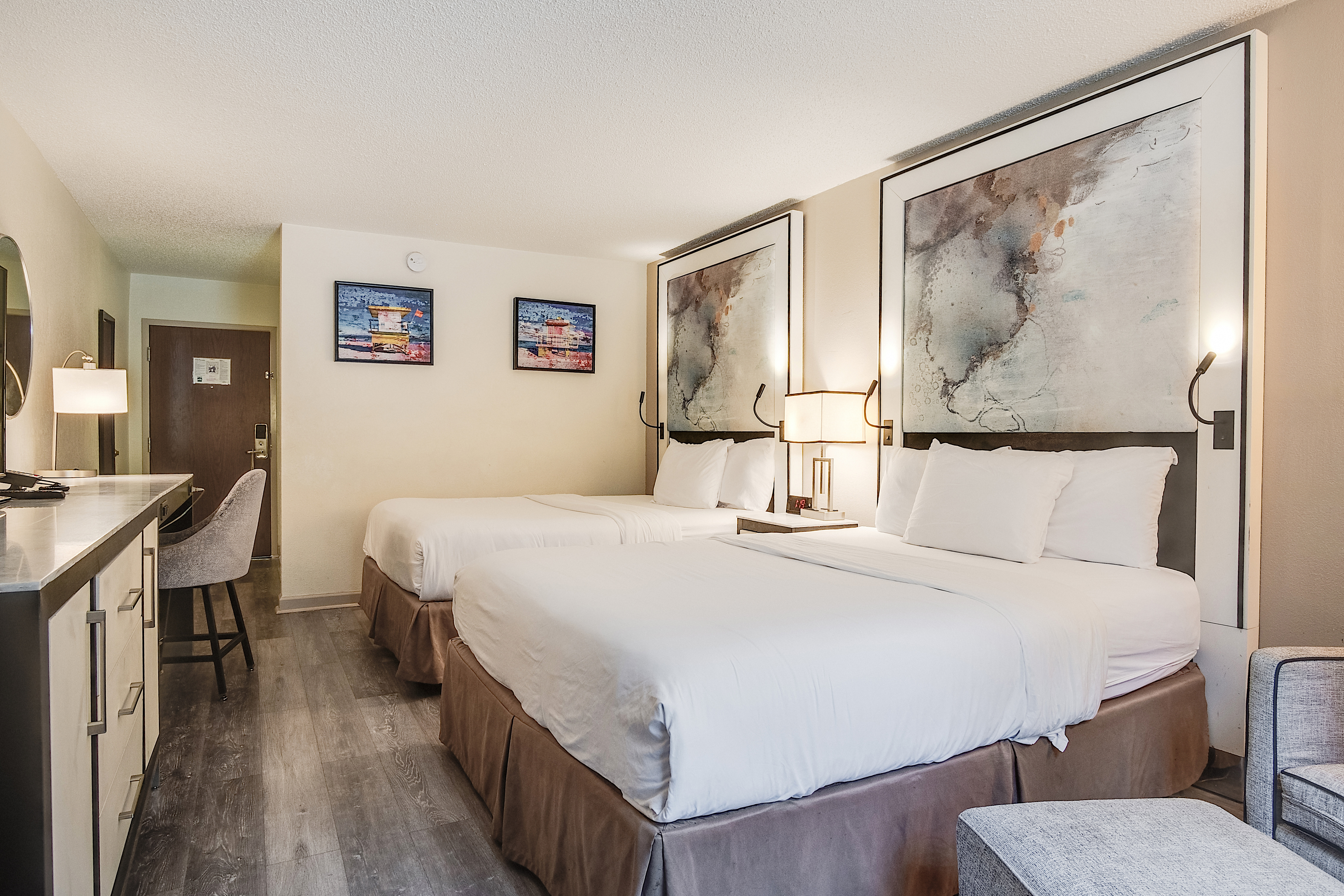 Guest room at the Cottonwood Suites Savannah Hotel & Conference Center in Pooler, Georgia