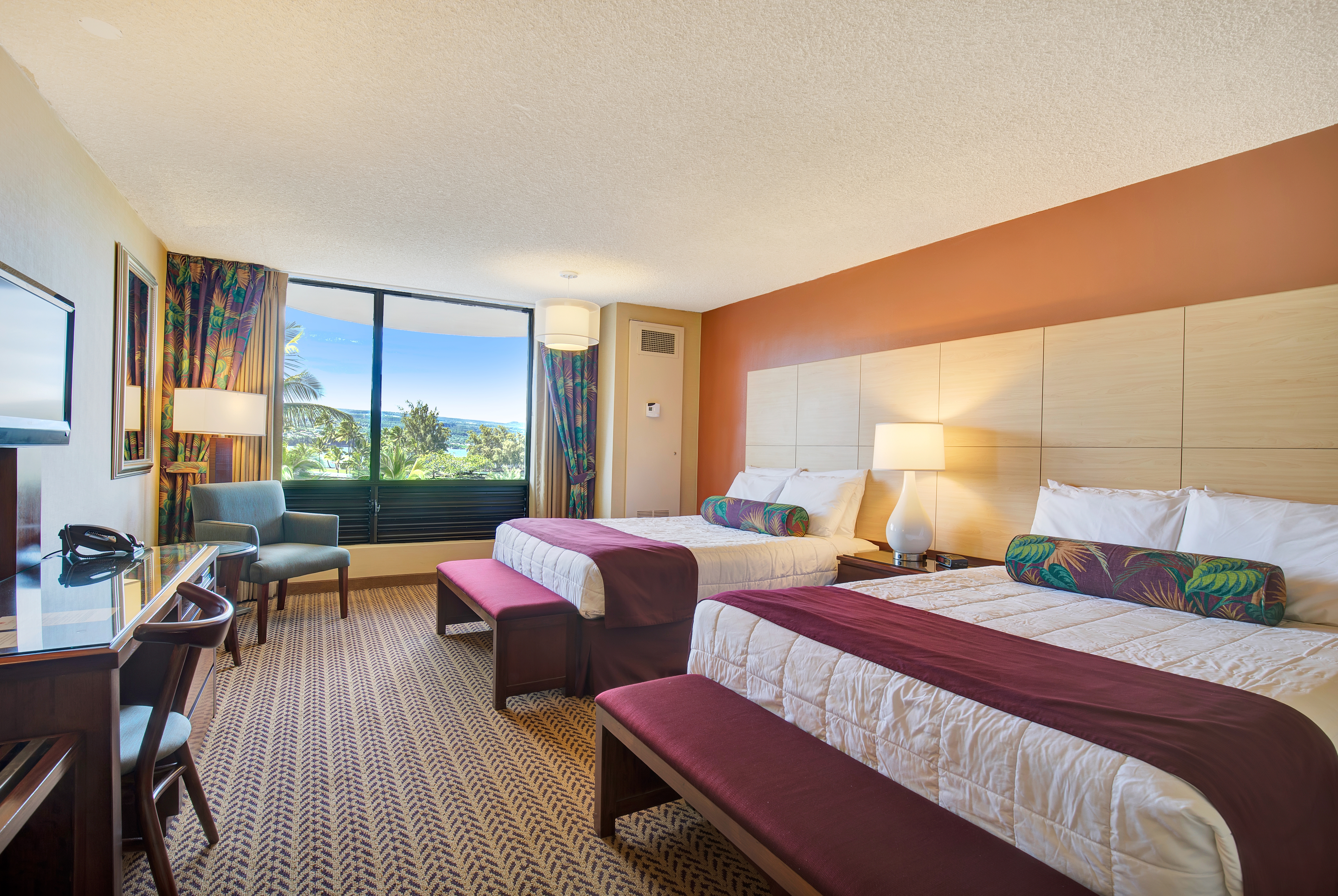 Guest room at the Hilo Hawaiian Hotel, Trademark Collection by Wyndham in Hilo, Hawaii