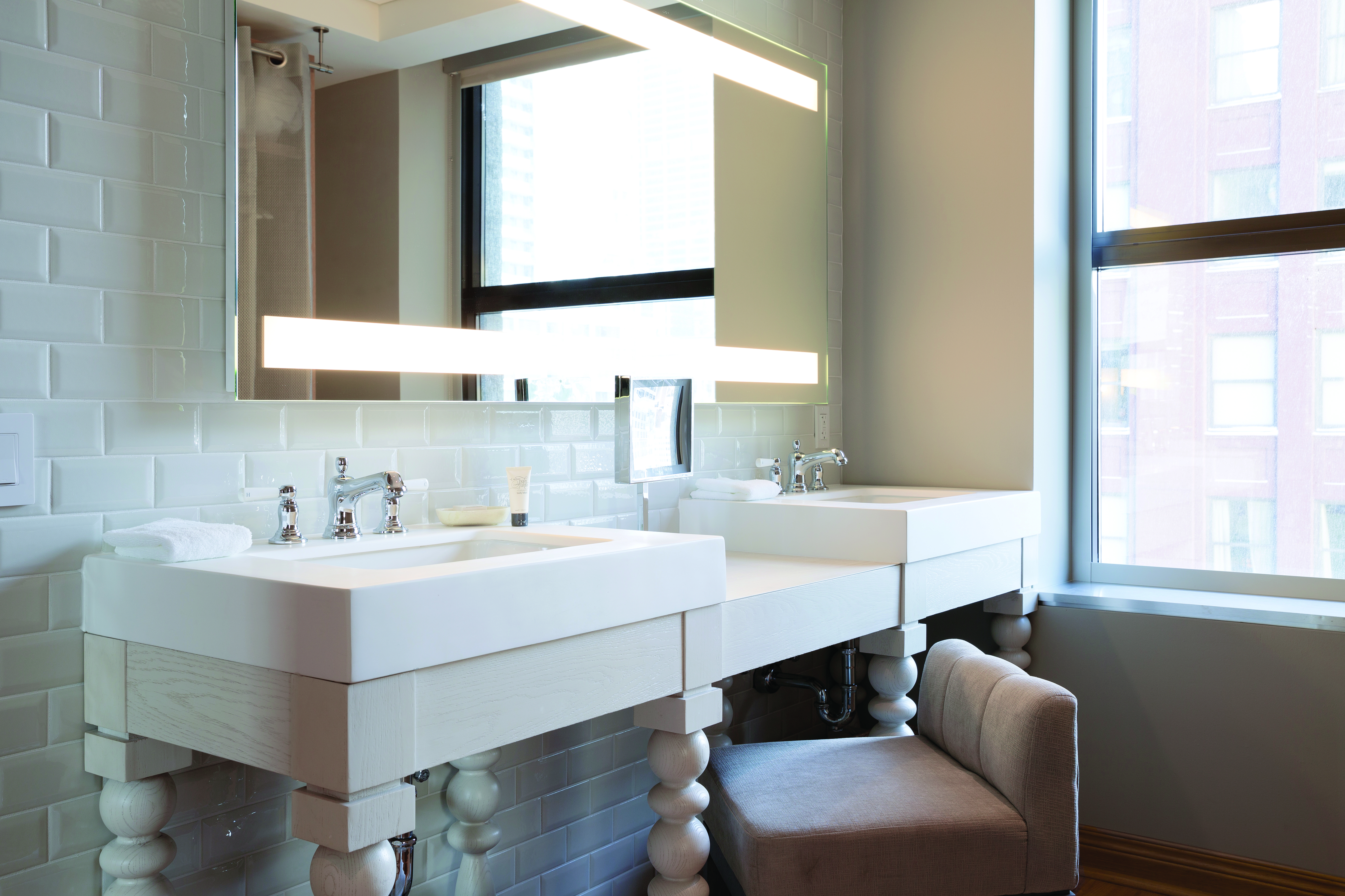 Guest room bath at the Sports Illustrated Resorts Chicago in Chicago, Illinois