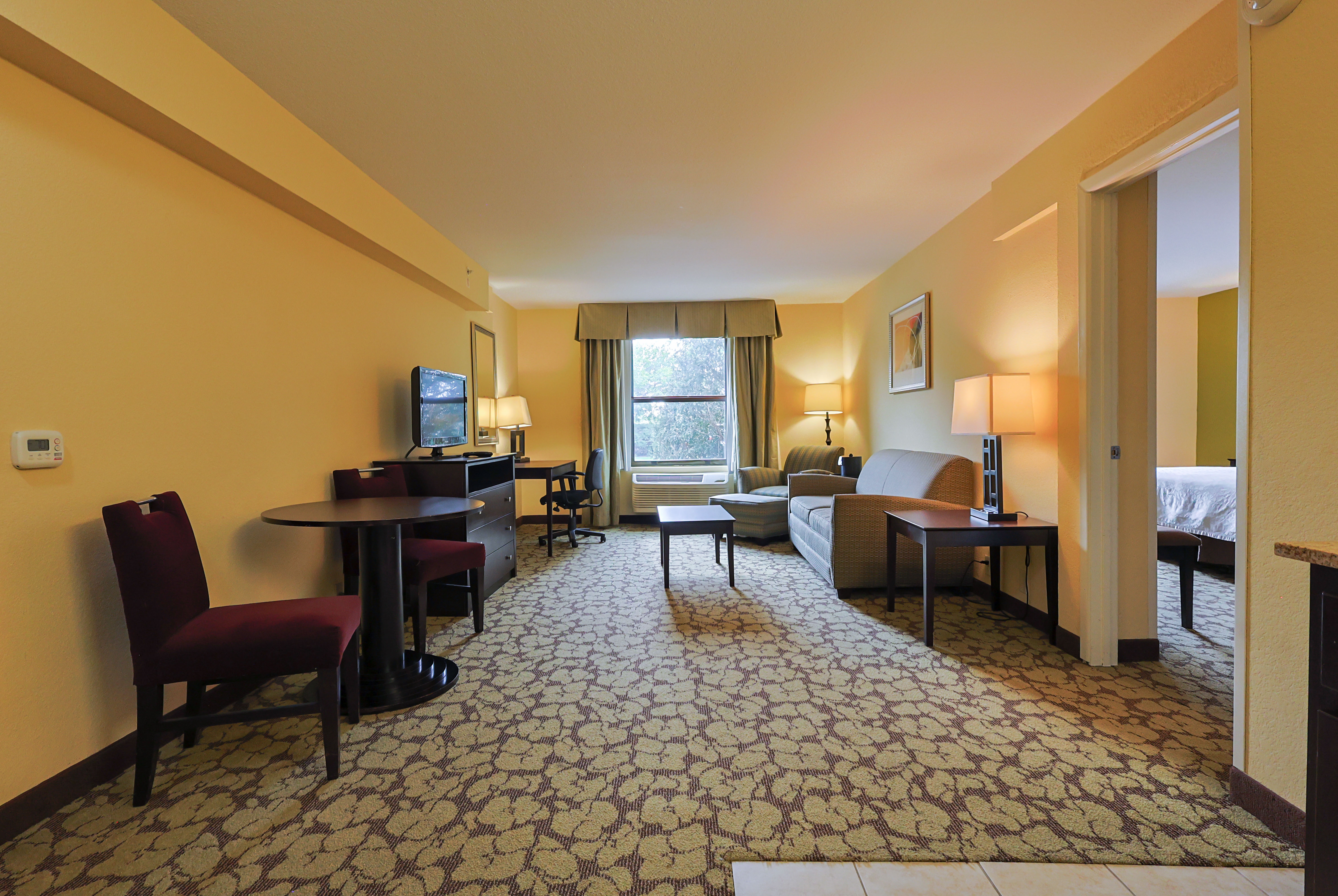 Guest room at the Hotel Gurnee in Gurnee, Illinois