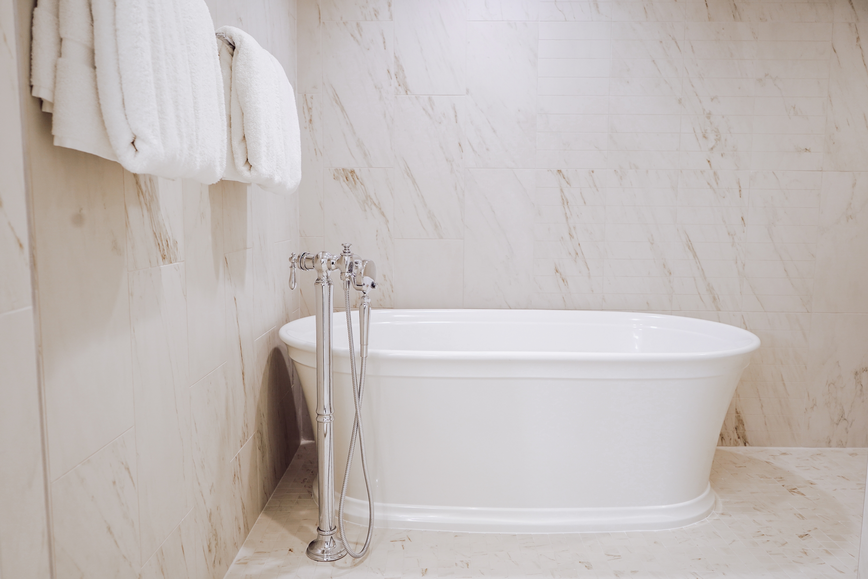 Guest room bath at the Galt House Hotel, Trademark Collection by Wyndham in Louisville, Kentucky