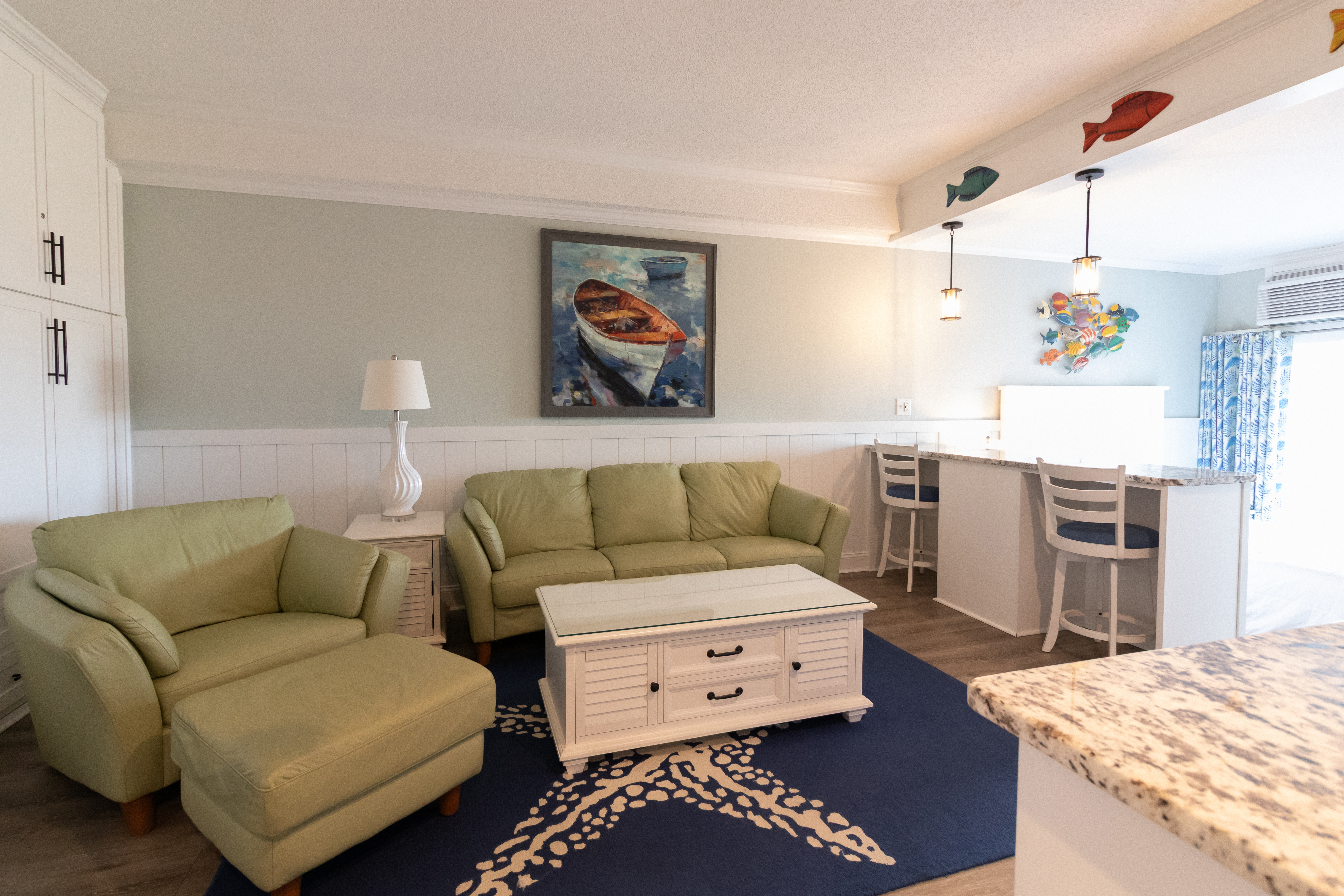 Guest room at the Palm Suites Trademark Collection by Wyndham in Atlantic Beach, North Carolina