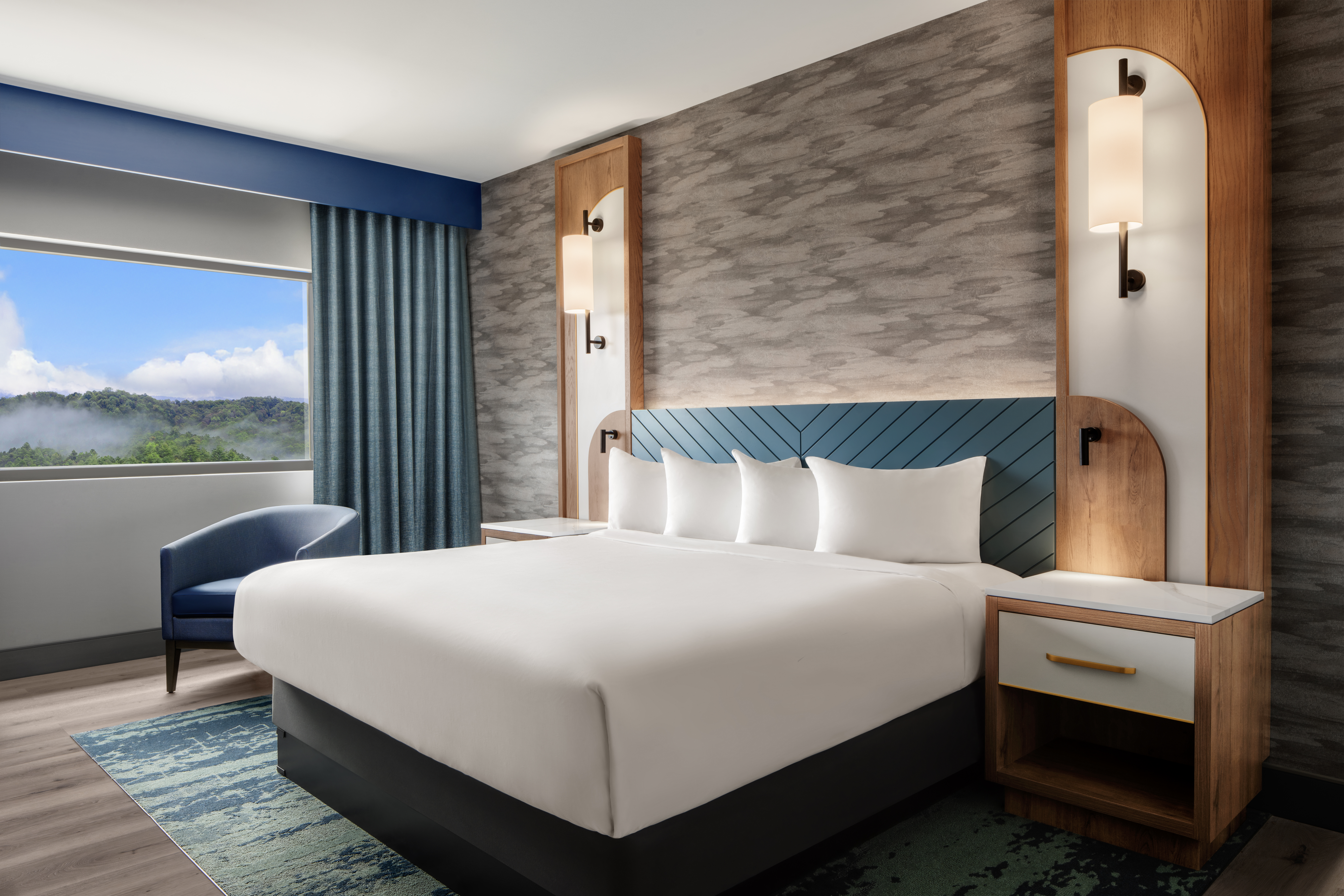 Guest room at the Harrahs Cherokee Valley River Casino & Hotel Trademark in Murphy, North Carolina