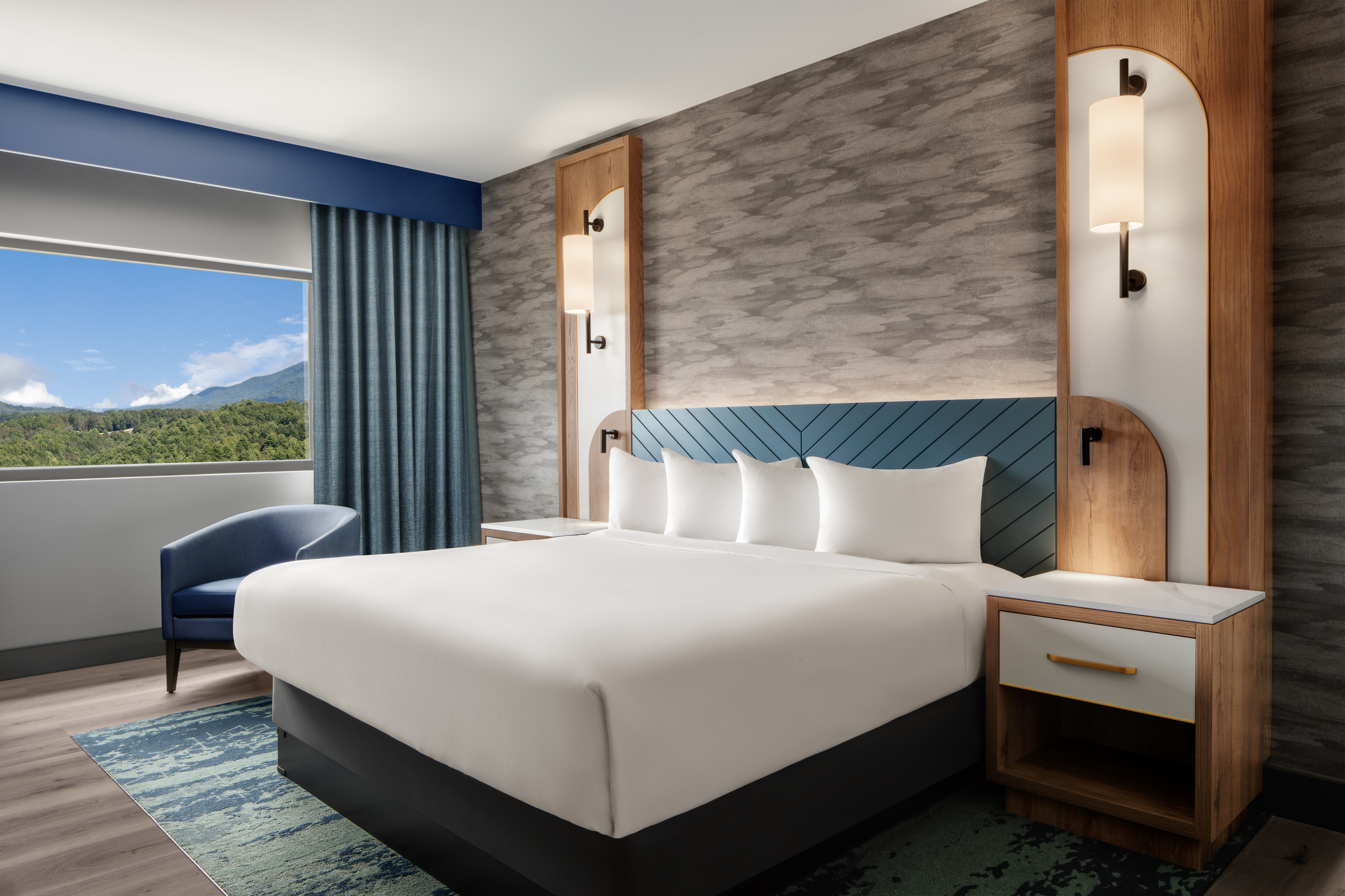 Guest room at the Harrahs Cherokee Valley River Casino & Hotel Trademark in Murphy, North Carolina