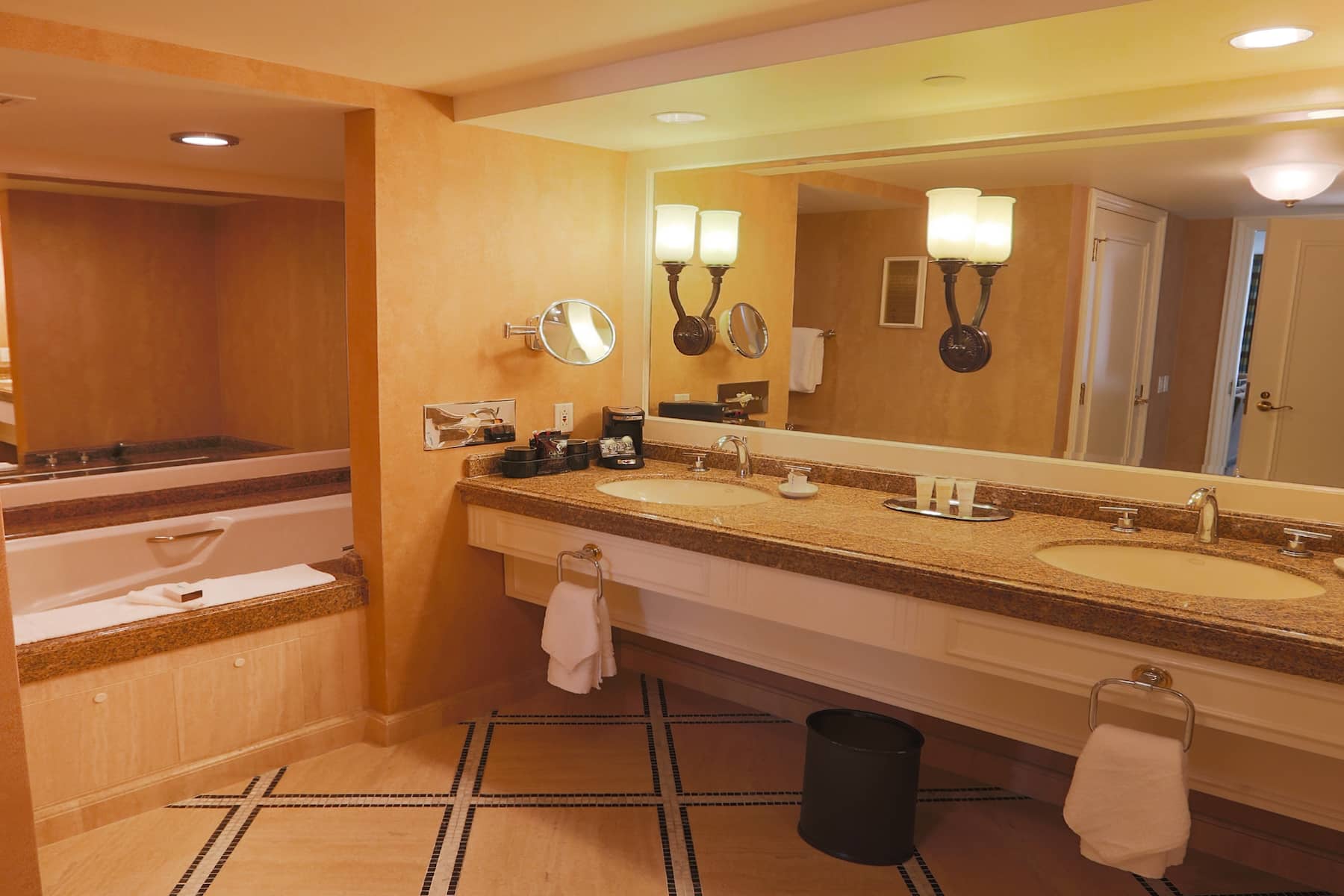 Guest room bath at the Caesars Atlantic City, Trademark Collection by Wyndham in Atlantic City, New Jersey