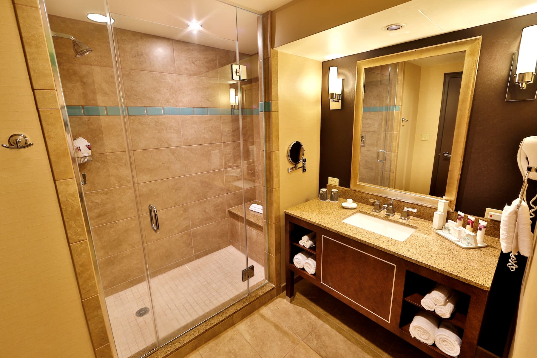 Guest room bath at the Harrah's Resort Atlantic City, Trademark Collection in Atlantic City, New Jersey
