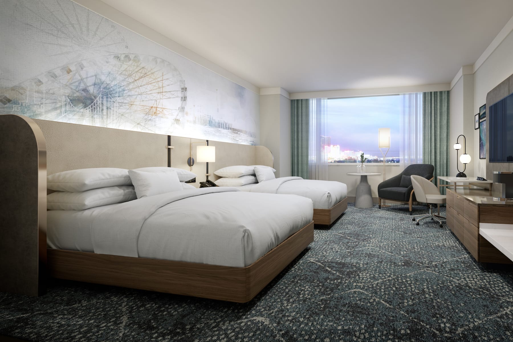 Guest room at the Harrah's Resort Atlantic City, Trademark Collection in Atlantic City, New Jersey
