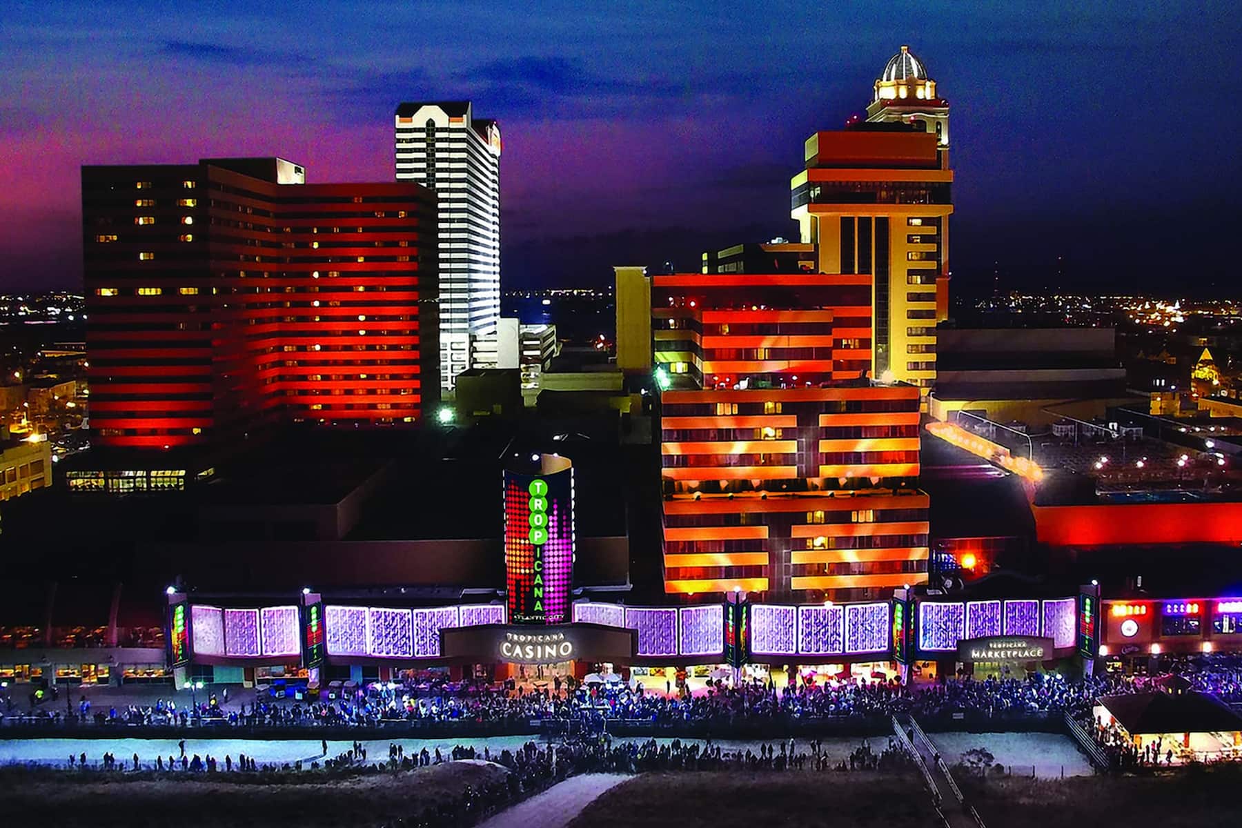 Exterior of Tropicana Atlantic City, Trademark Collection by Wyndham hotel in Atlantic City, New Jersey