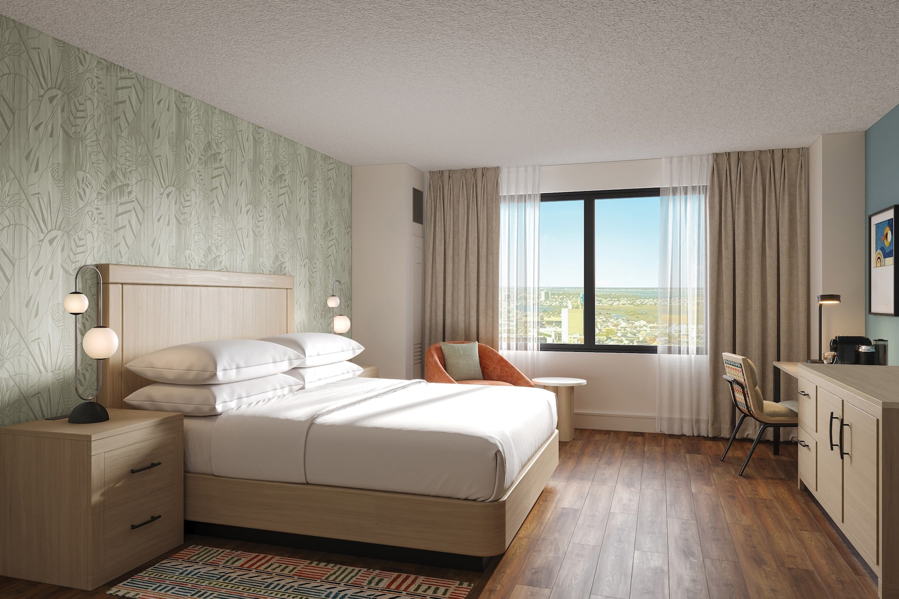 King bed guest room at the Tropicana Atlantic City, Trademark Collection by Wyndham in Atlantic City, New Jersey
