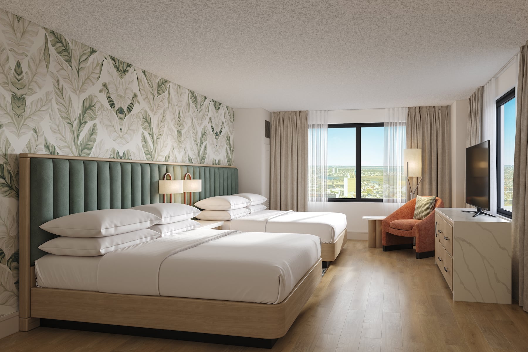 Double bed guest room at the Tropicana Atlantic City, Trademark Collection by Wyndham in Atlantic City, New Jersey
