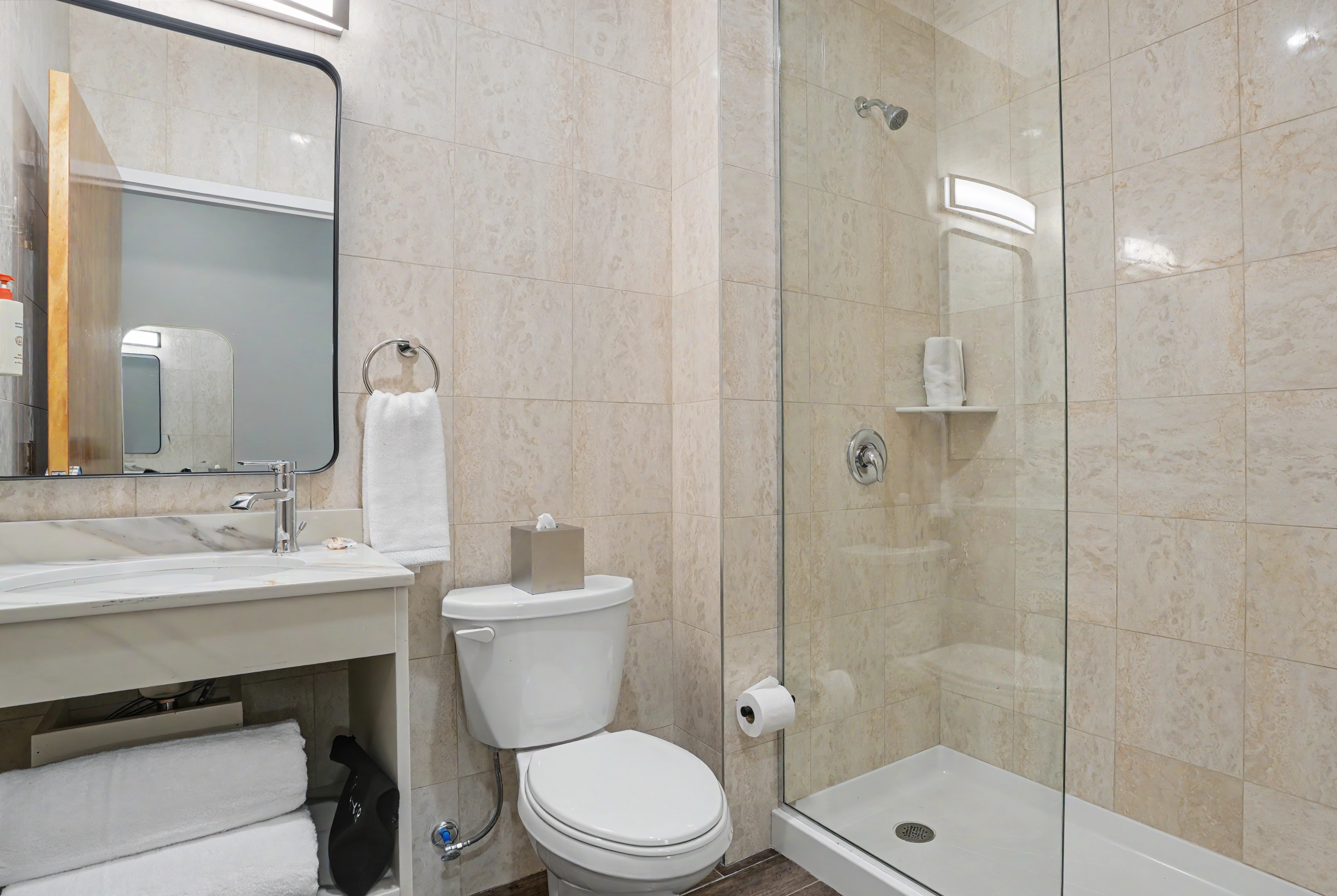 Guest room bath at the Hotel Troy, Trademark Collection by Wyndham in Parsippany, New Jersey
