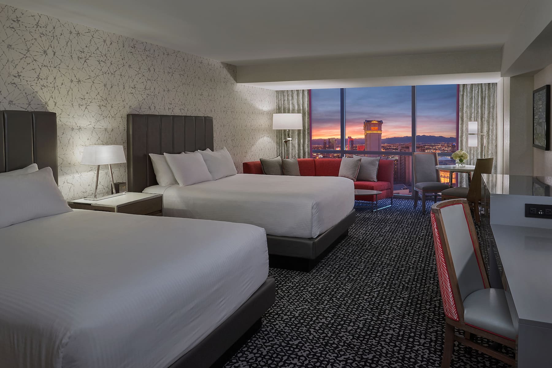 Guest room at the Flamingo Las Vegas, Trademark Collection by Wyndham in Las Vegas, Nevada