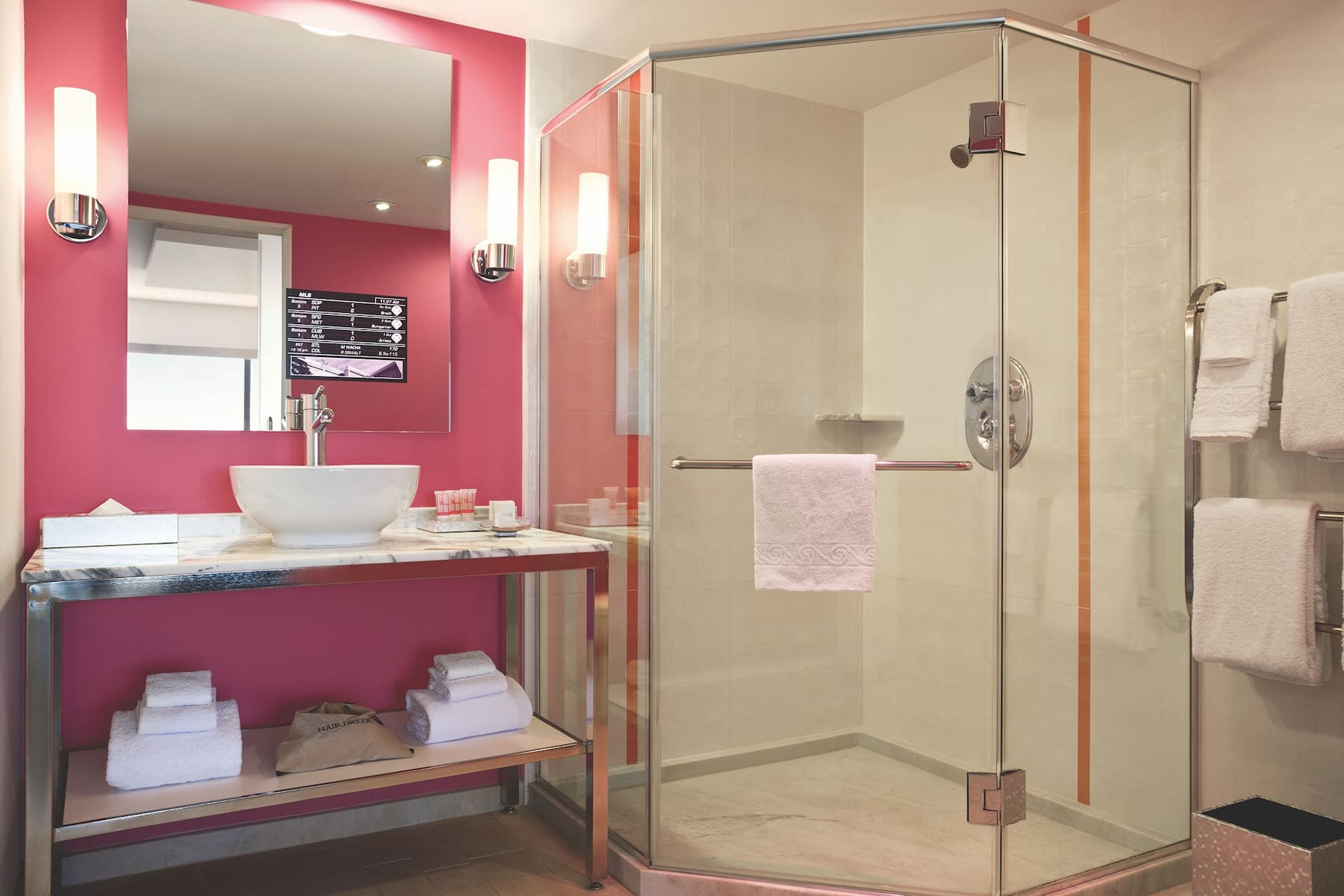 Guest room bath at the Flamingo Las Vegas, Trademark Collection by Wyndham in Las Vegas, Nevada