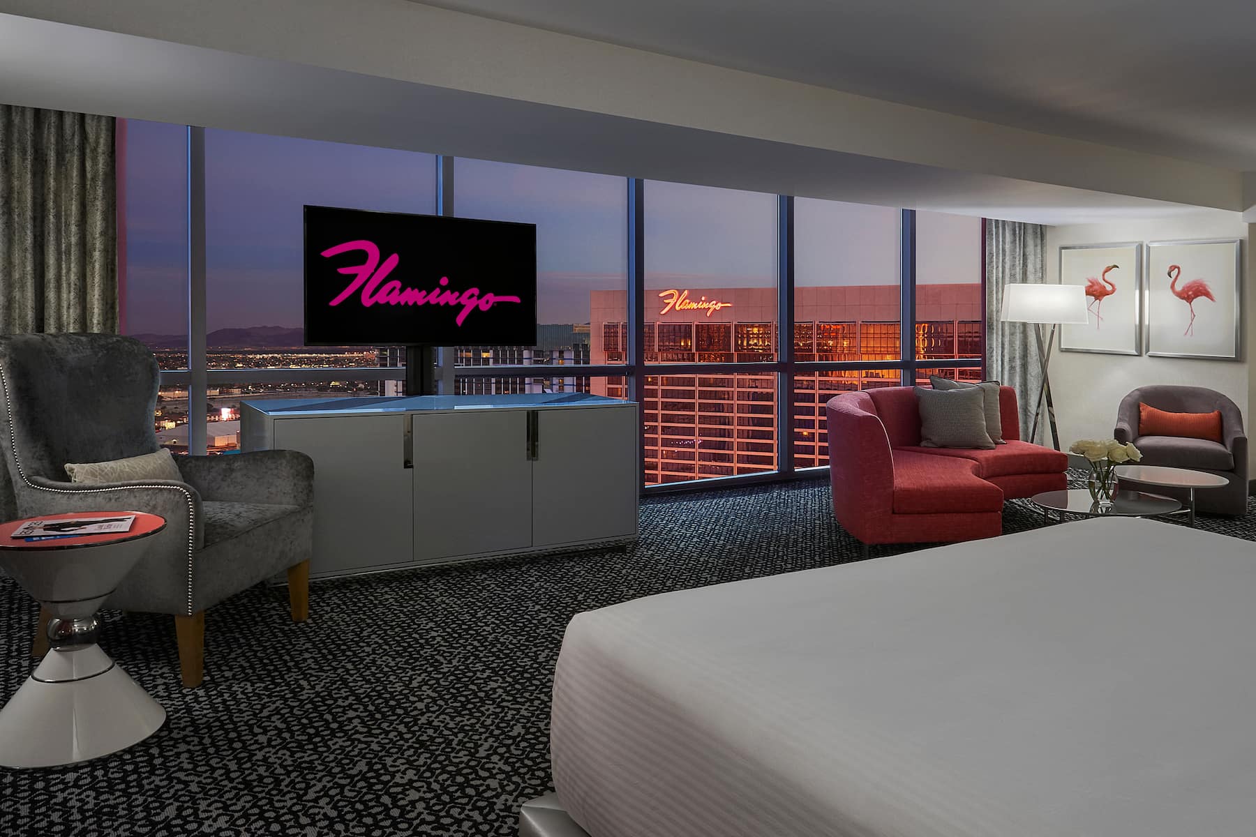 Guest room at the Flamingo Las Vegas, Trademark Collection by Wyndham in Las Vegas, Nevada