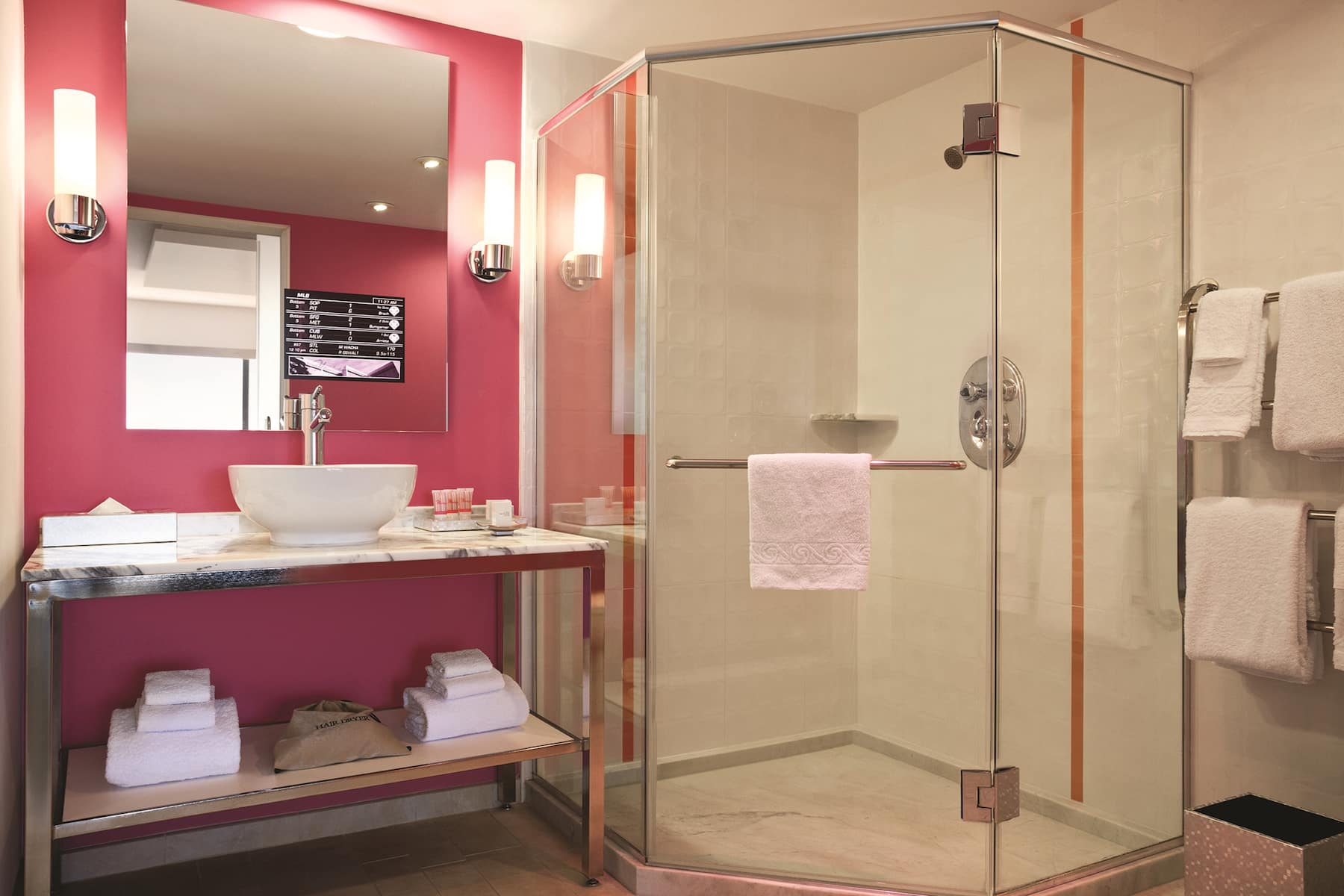 Guest room bath at the Flamingo Las Vegas, Trademark Collection by Wyndham in Las Vegas, Nevada