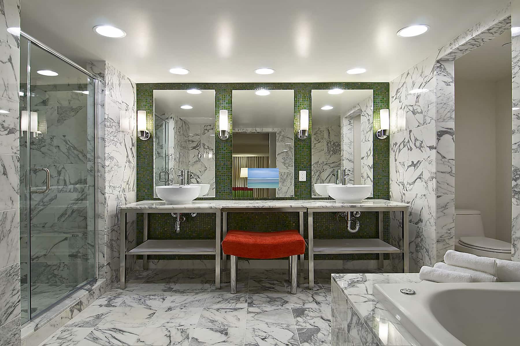 Guest room bath at the Flamingo Las Vegas, Trademark Collection by Wyndham in Las Vegas, Nevada