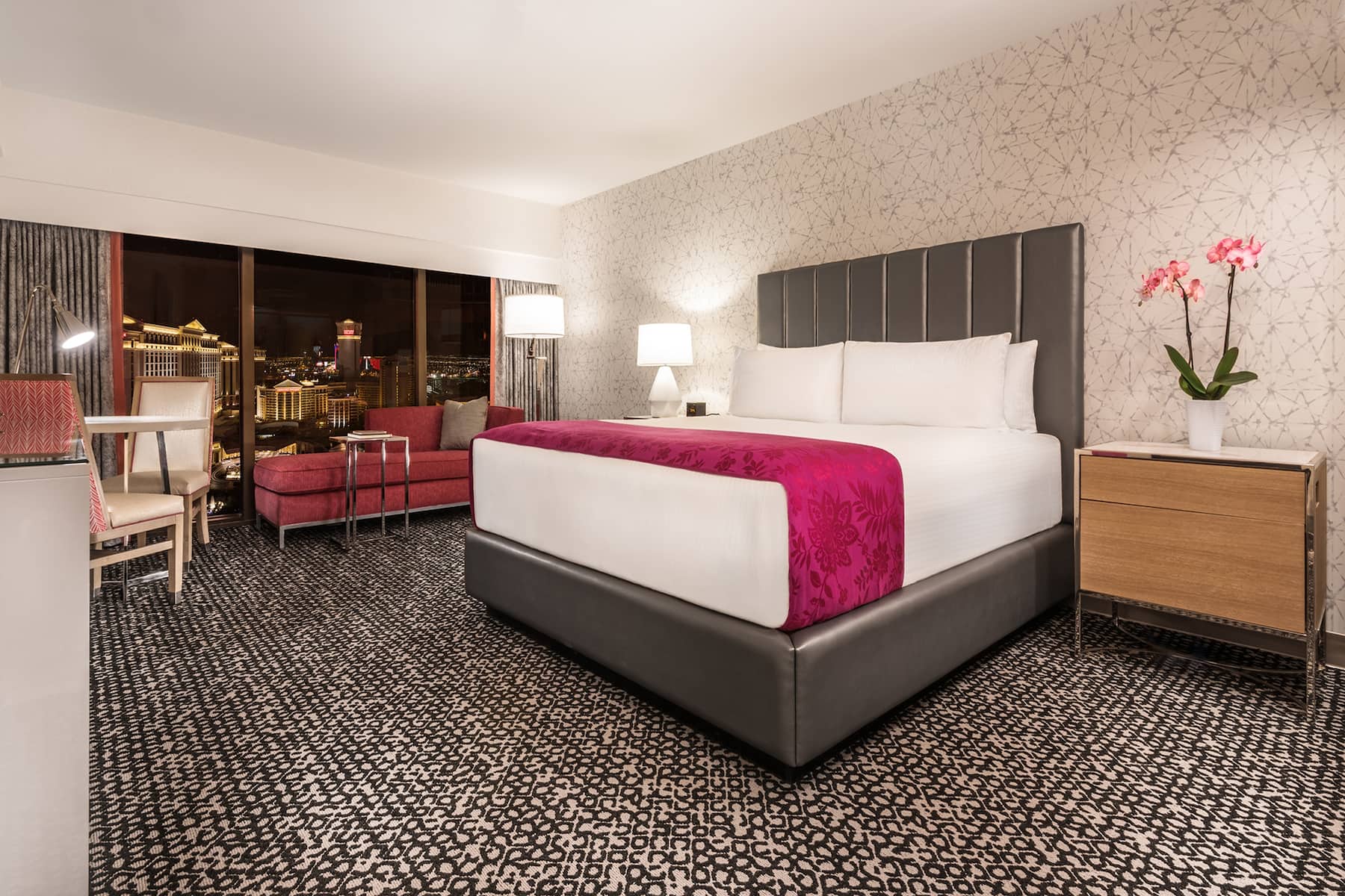 Guest room at the Flamingo Las Vegas, Trademark Collection by Wyndham in Las Vegas, Nevada