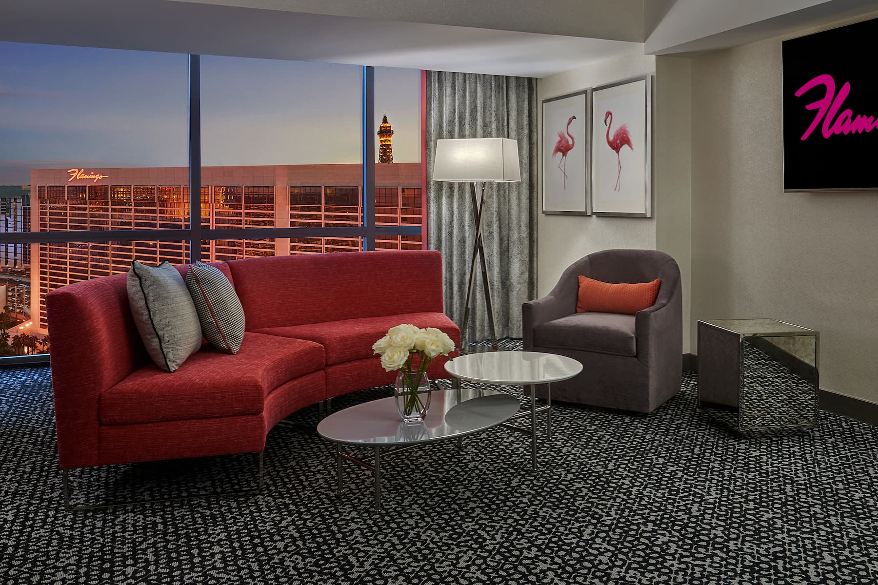 Guest room at the Flamingo Las Vegas, Trademark Collection by Wyndham in Las Vegas, Nevada