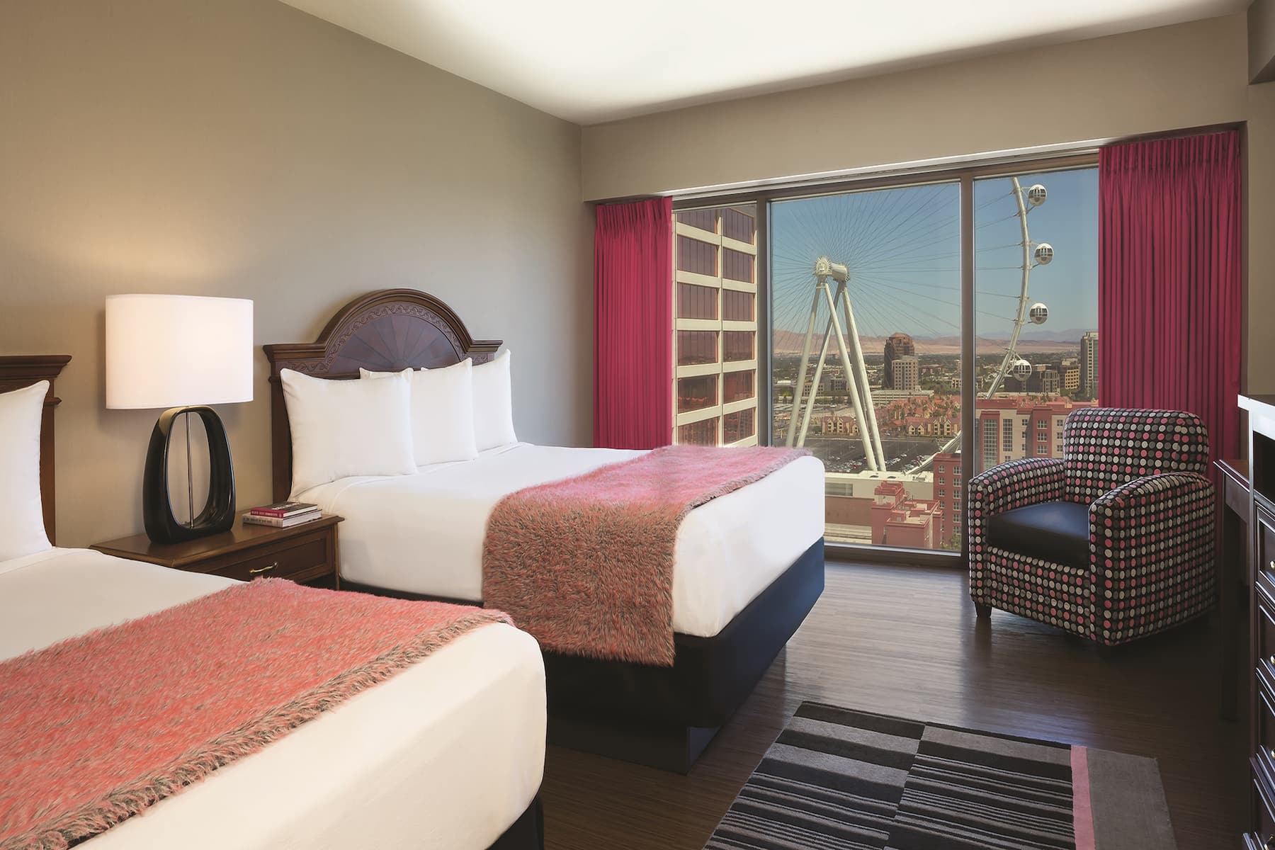 Guest room at the Flamingo Las Vegas, Trademark Collection by Wyndham in Las Vegas, Nevada