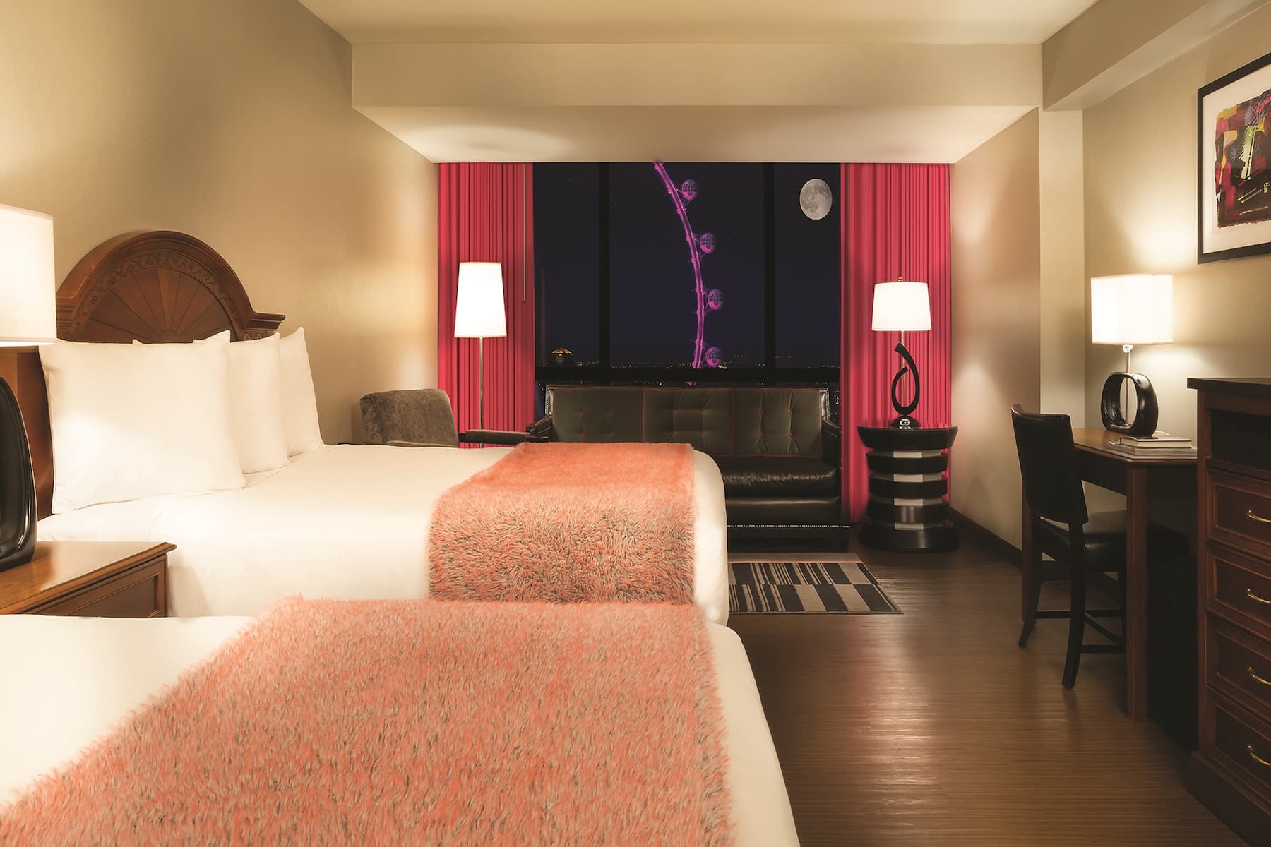 Guest room at the Flamingo Las Vegas, Trademark Collection by Wyndham in Las Vegas, Nevada