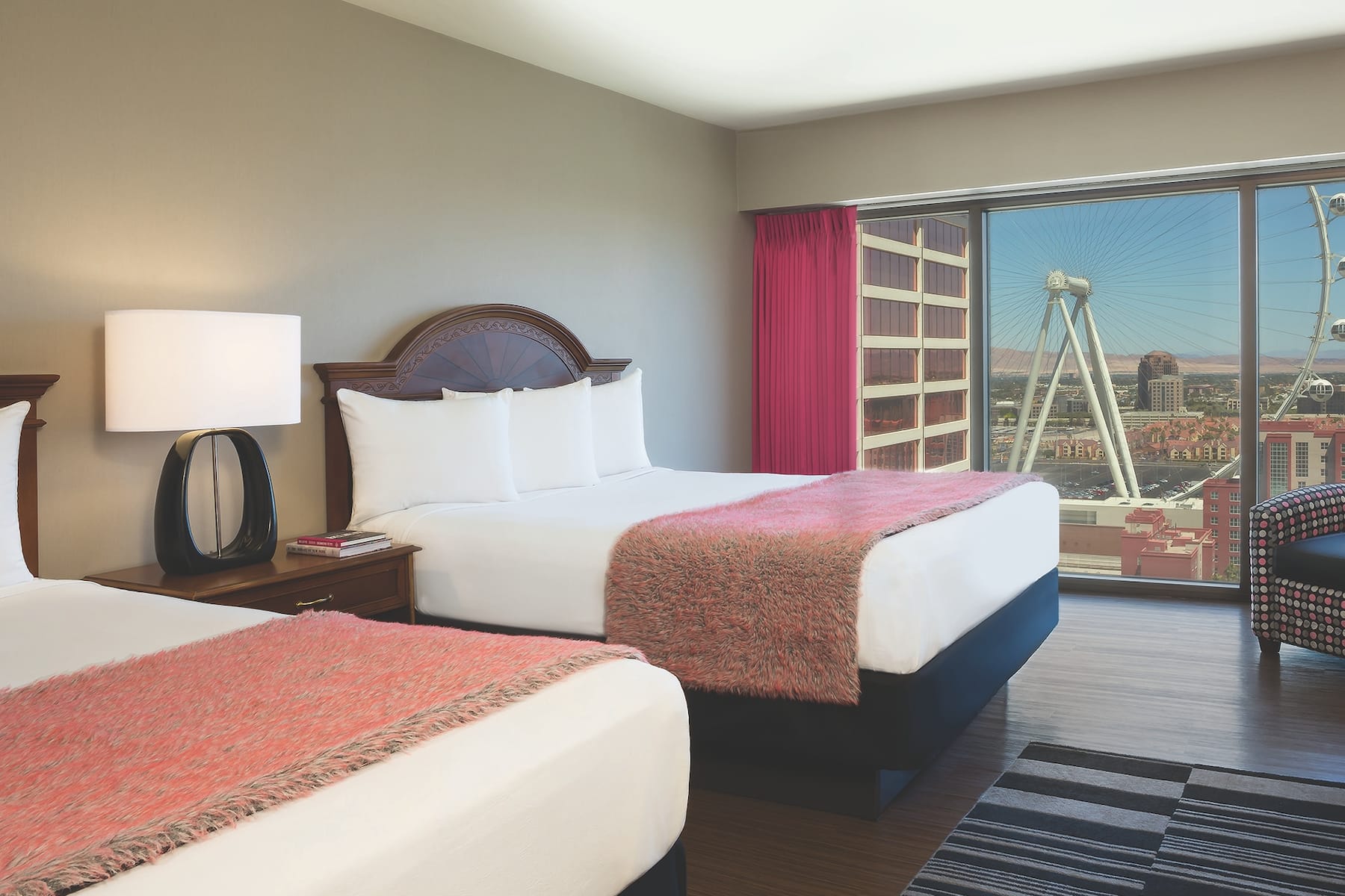 Double bed guest room at the Flamingo Las Vegas, Trademark Collection by Wyndham in Las Vegas, Nevada