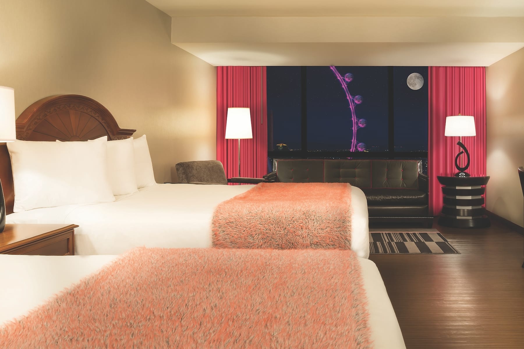 Double bed guest room at the Flamingo Las Vegas, Trademark Collection by Wyndham in Las Vegas, Nevada