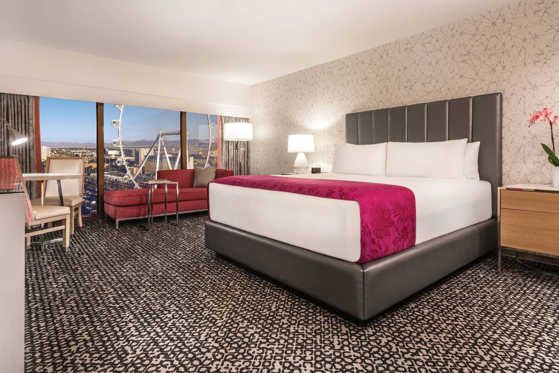 Guest room at the Flamingo Las Vegas, Trademark Collection by Wyndham in Las Vegas, Nevada