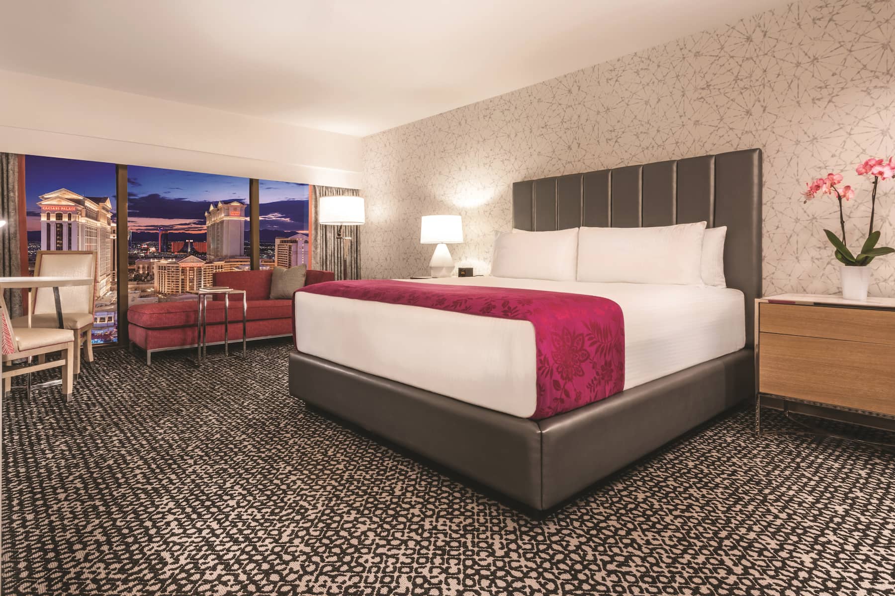 Guest room at the Flamingo Las Vegas, Trademark Collection by Wyndham in Las Vegas, Nevada