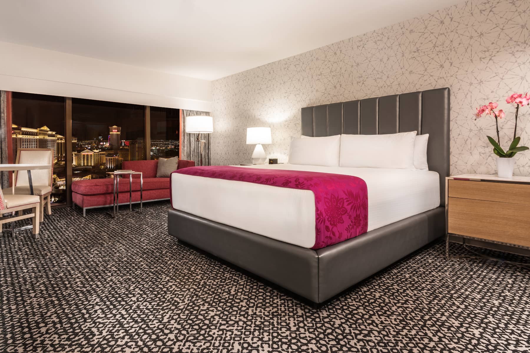 Guest room at the Flamingo Las Vegas, Trademark Collection by Wyndham in Las Vegas, Nevada