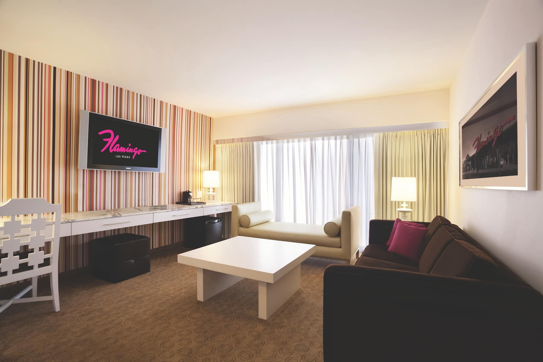 Guest room at the Flamingo Las Vegas, Trademark Collection by Wyndham in Las Vegas, Nevada
