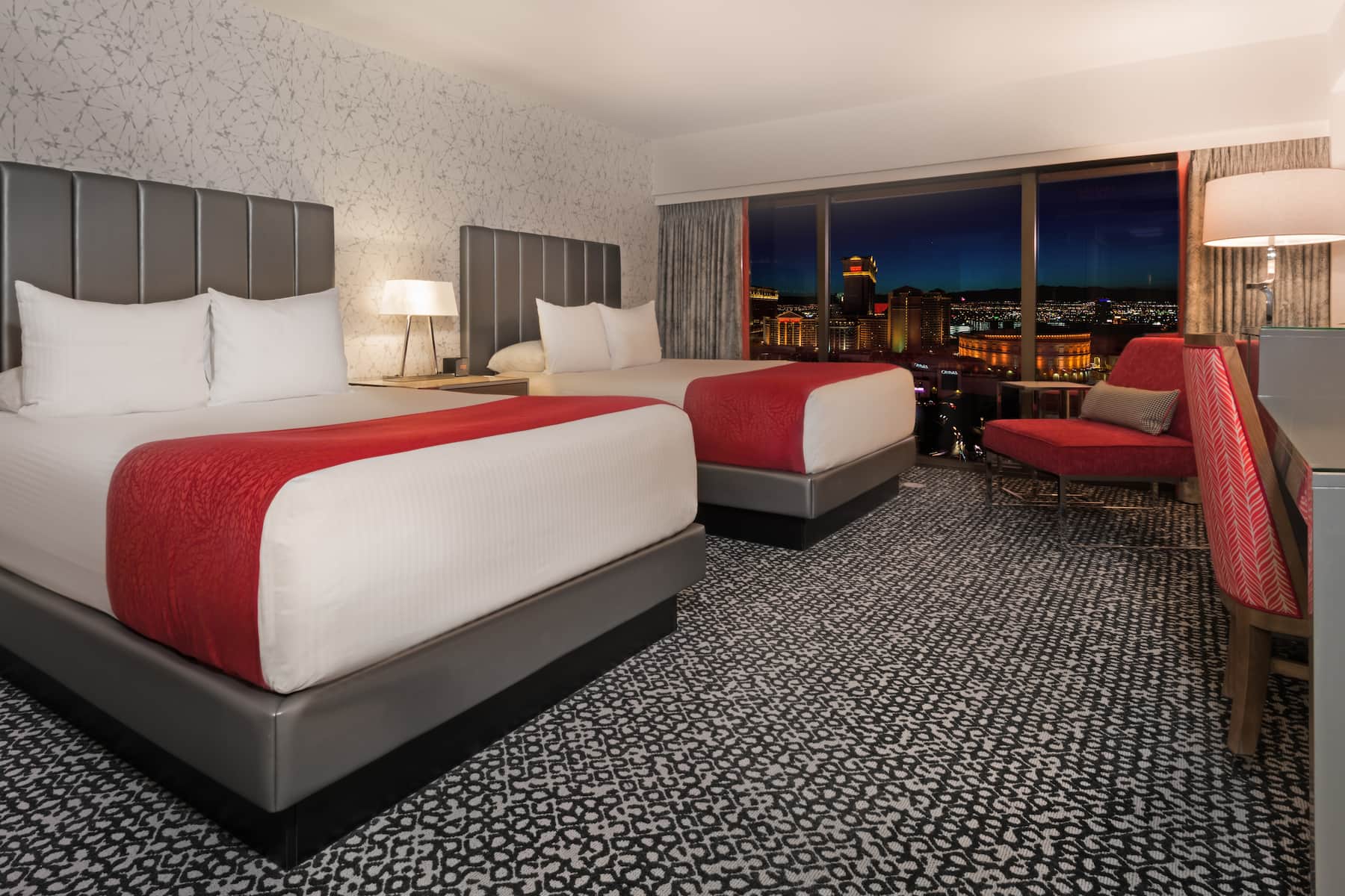 Guest room at the Flamingo Las Vegas, Trademark Collection by Wyndham in Las Vegas, Nevada