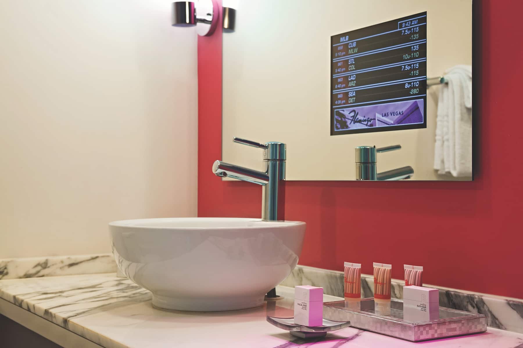 Guest room bath at the Flamingo Las Vegas, Trademark Collection by Wyndham in Las Vegas, Nevada